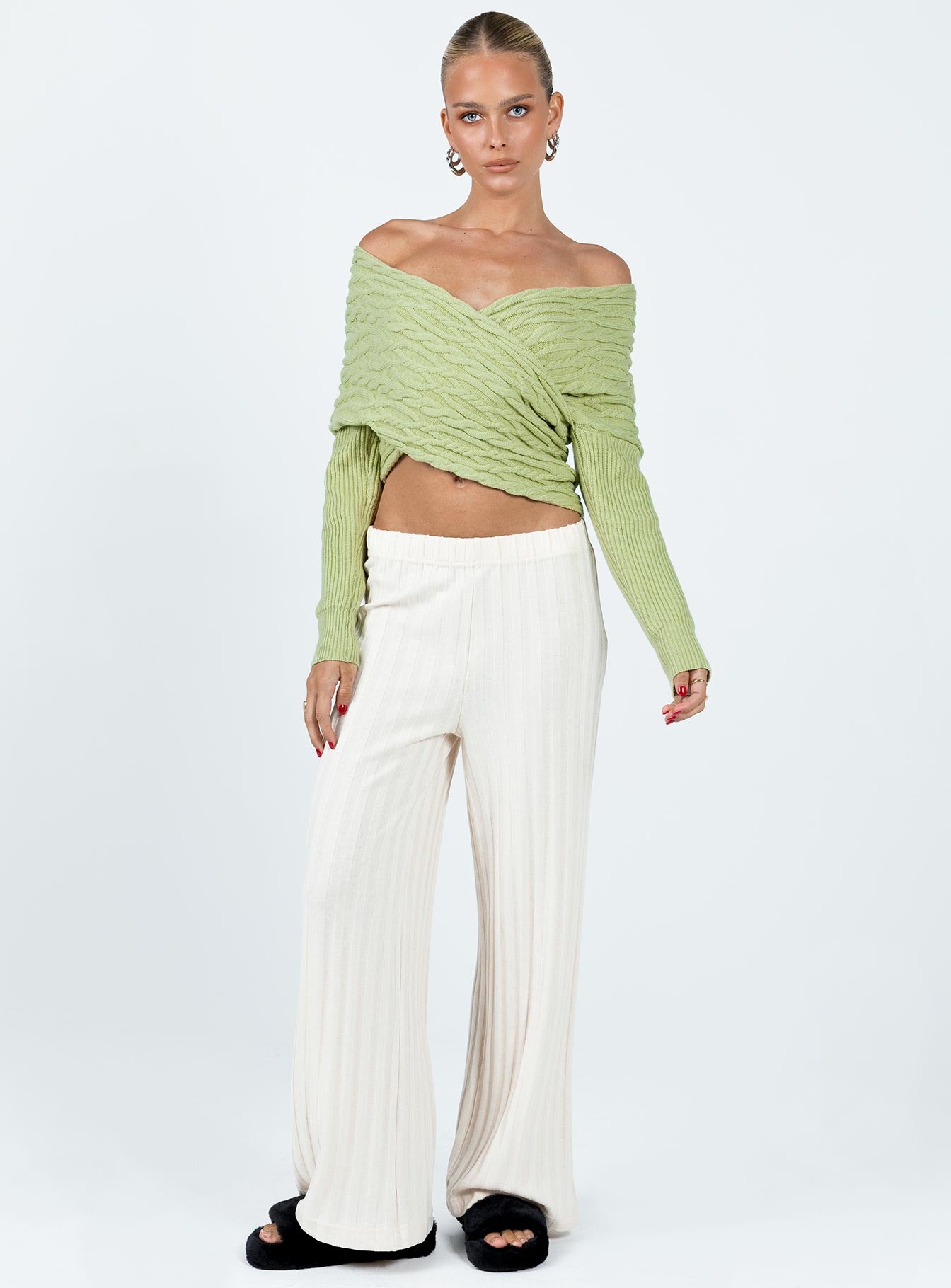Tamas Wrap Front Sweater Sage - Image 3