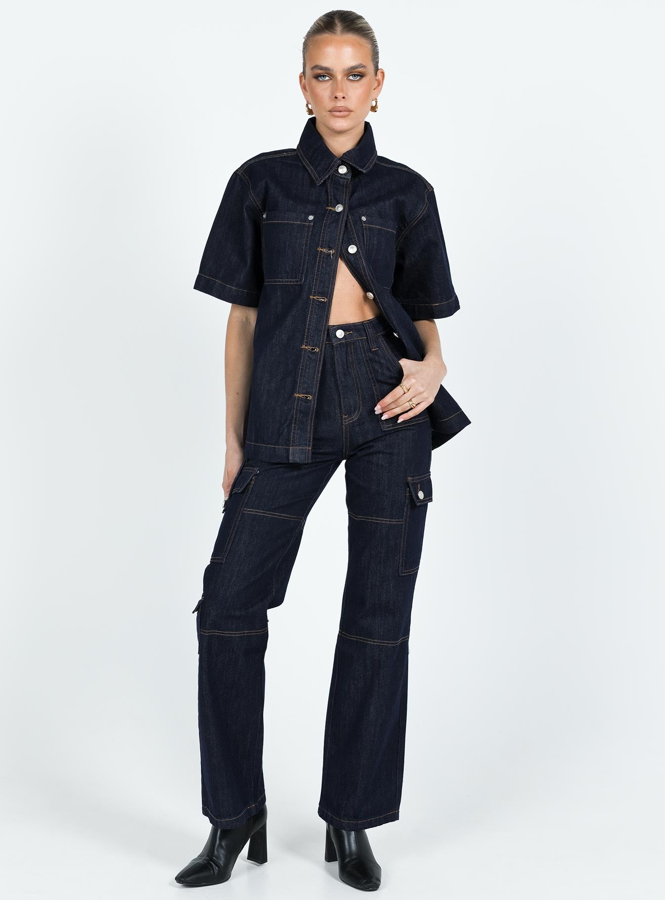 Whitaker Cargo Jeans Dark Denim - Image 3