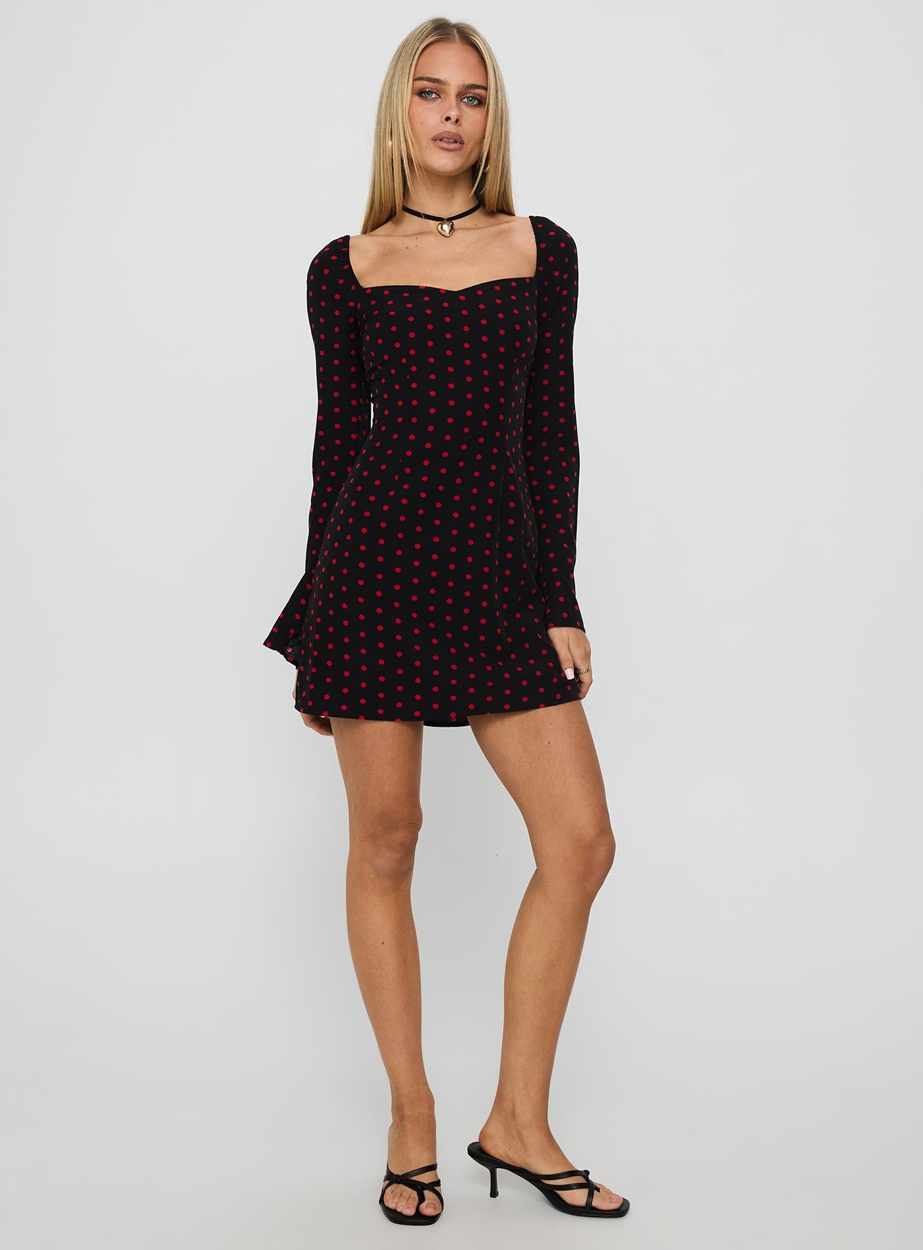 Addisen Long Sleeve Mini Dress Polka Dot - Image 3