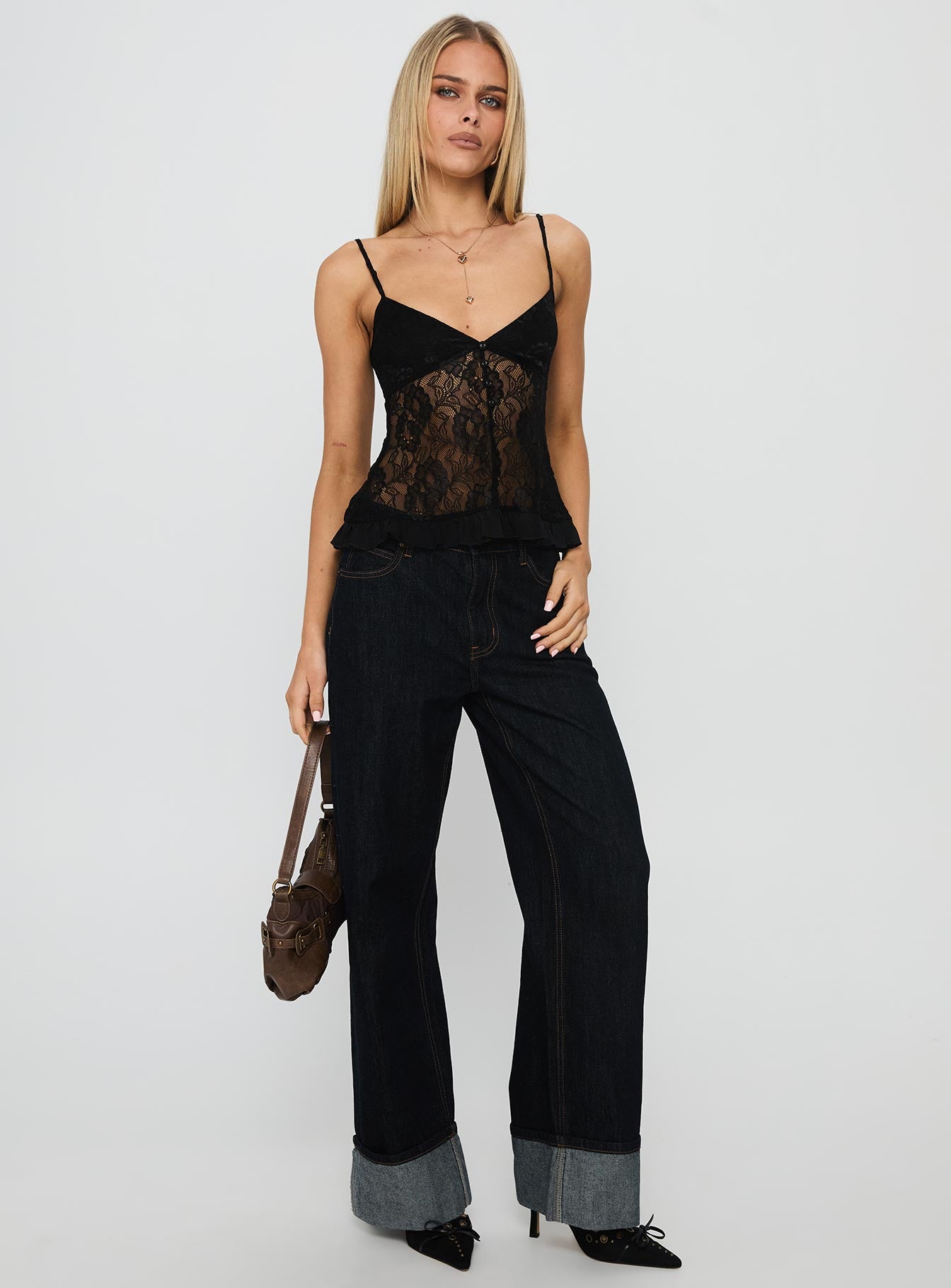 Weslee Lace Babydoll Top Black - Image 3