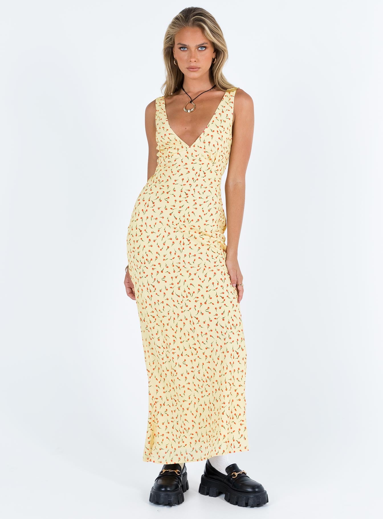 Nellie Maxi Dress Yellow / Red Floral - Image 3