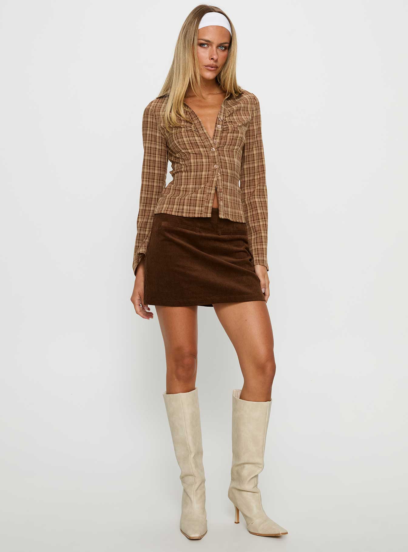 Araceli Corduroy Mini Skirt Brown - Image 3