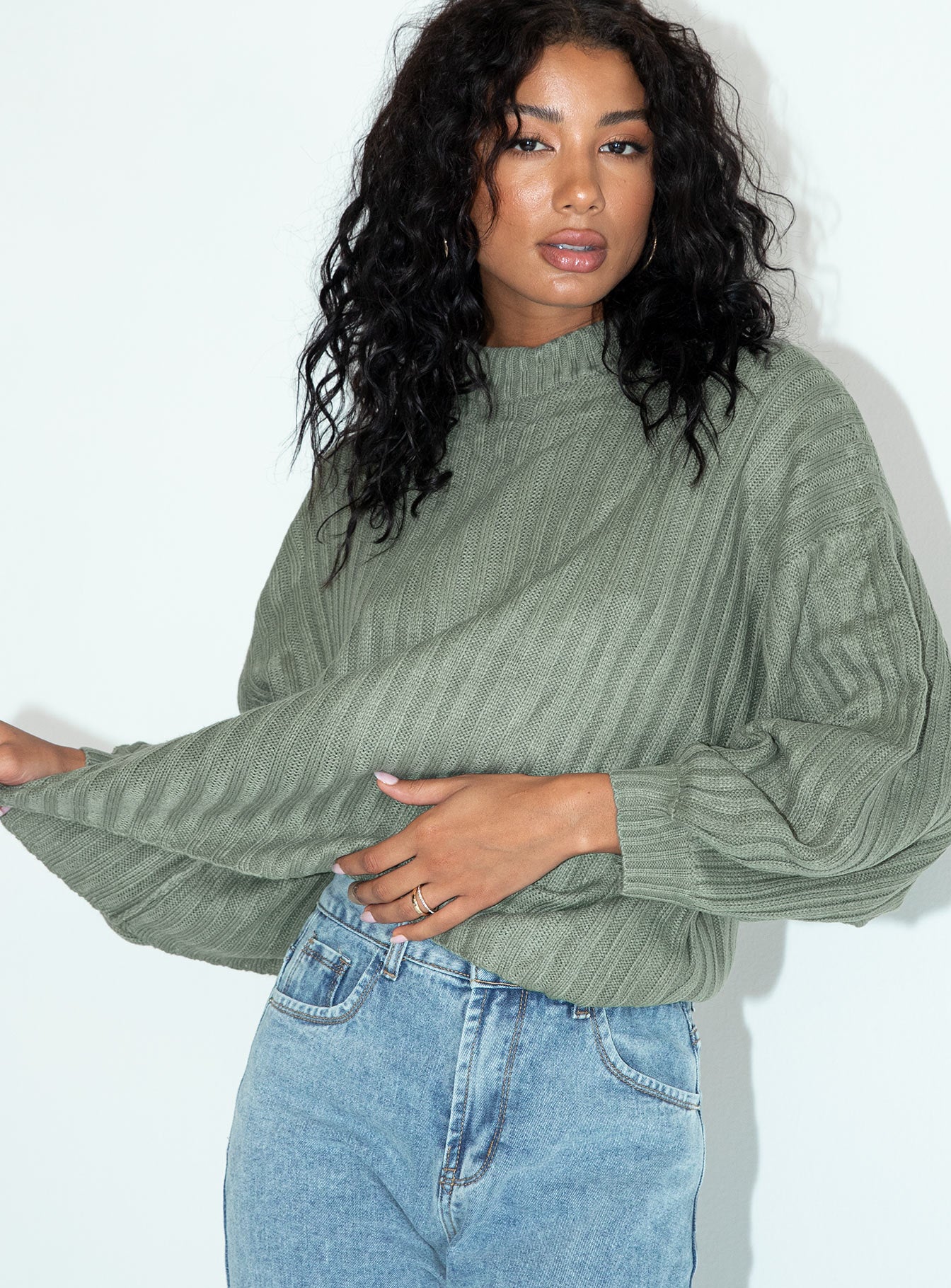 Innerbloom Oversized Sweater Dark Green - Image 3