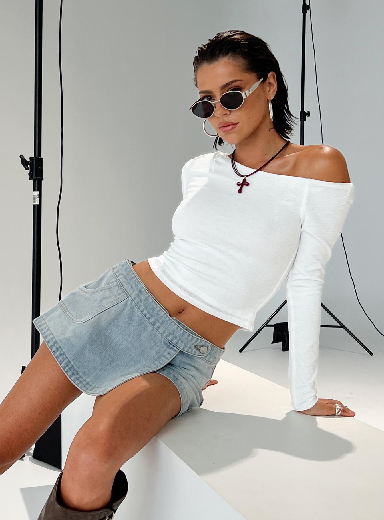 Down For The Ride Denim Skort Light Wash - Image 8