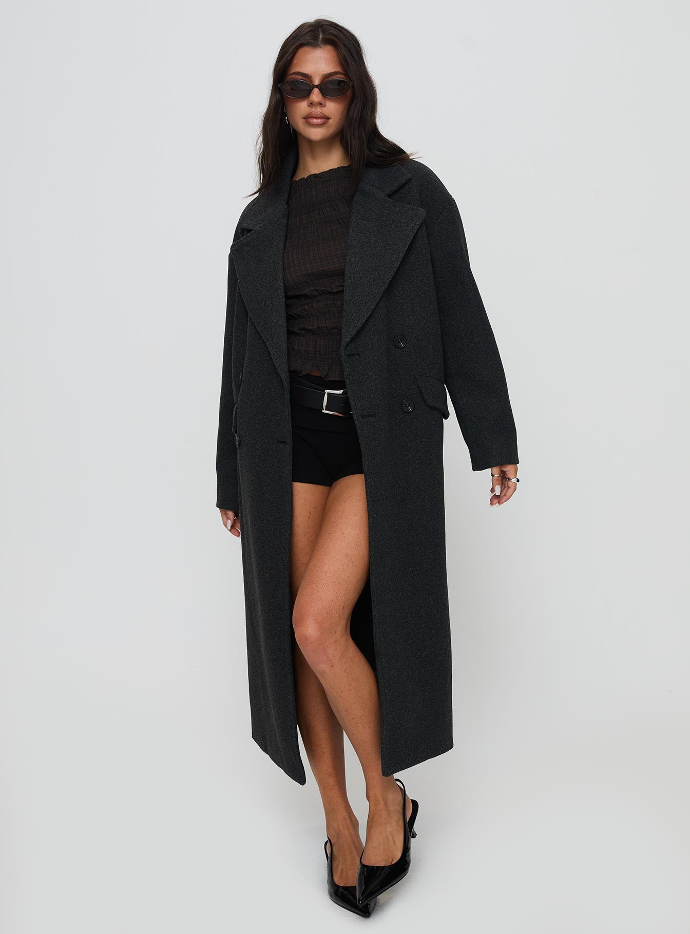 Night Shift Trench Coat Dark Grey - Image 3