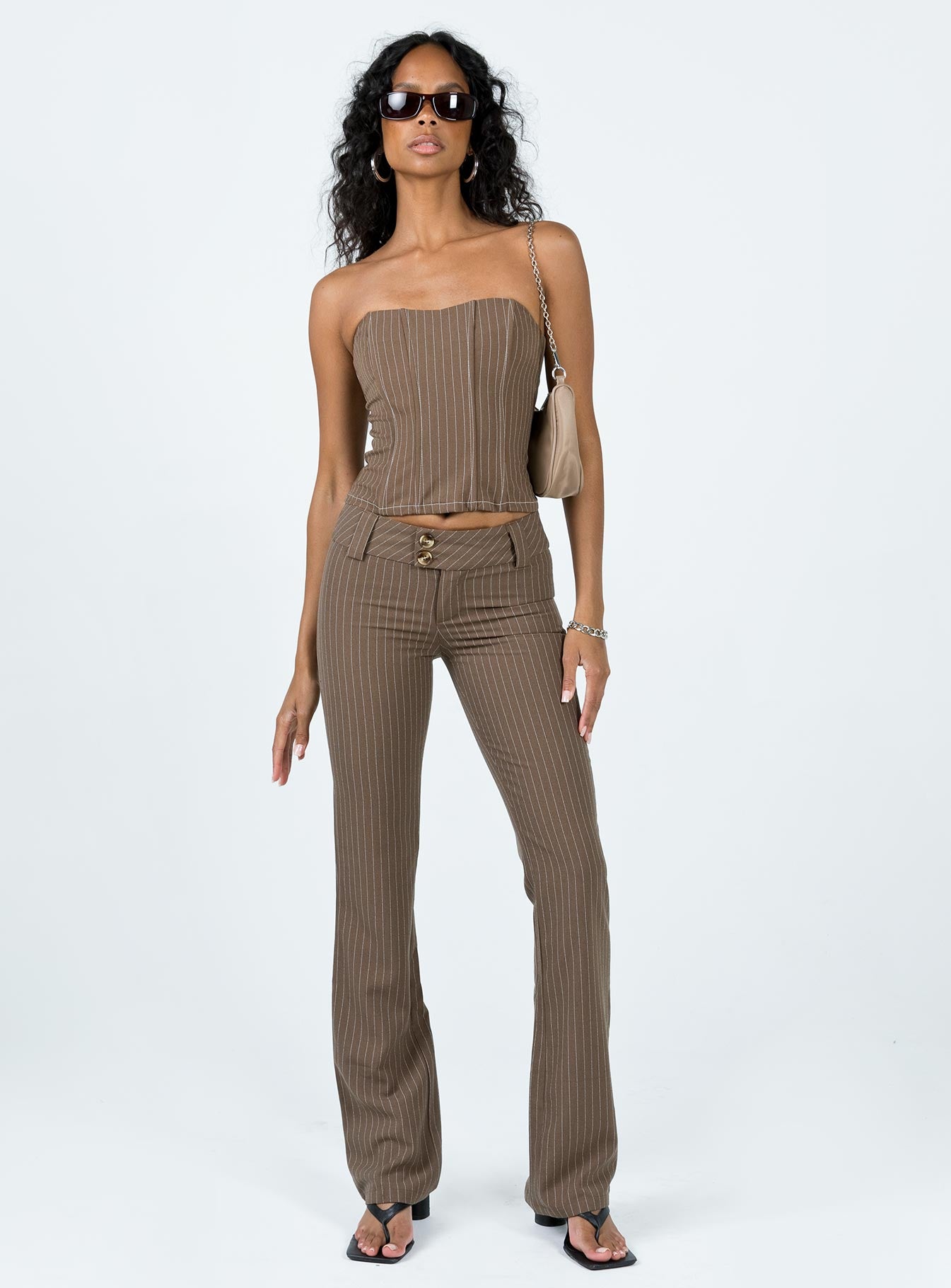 Motel Navida Trouser Pinstripe Brown - Image 3