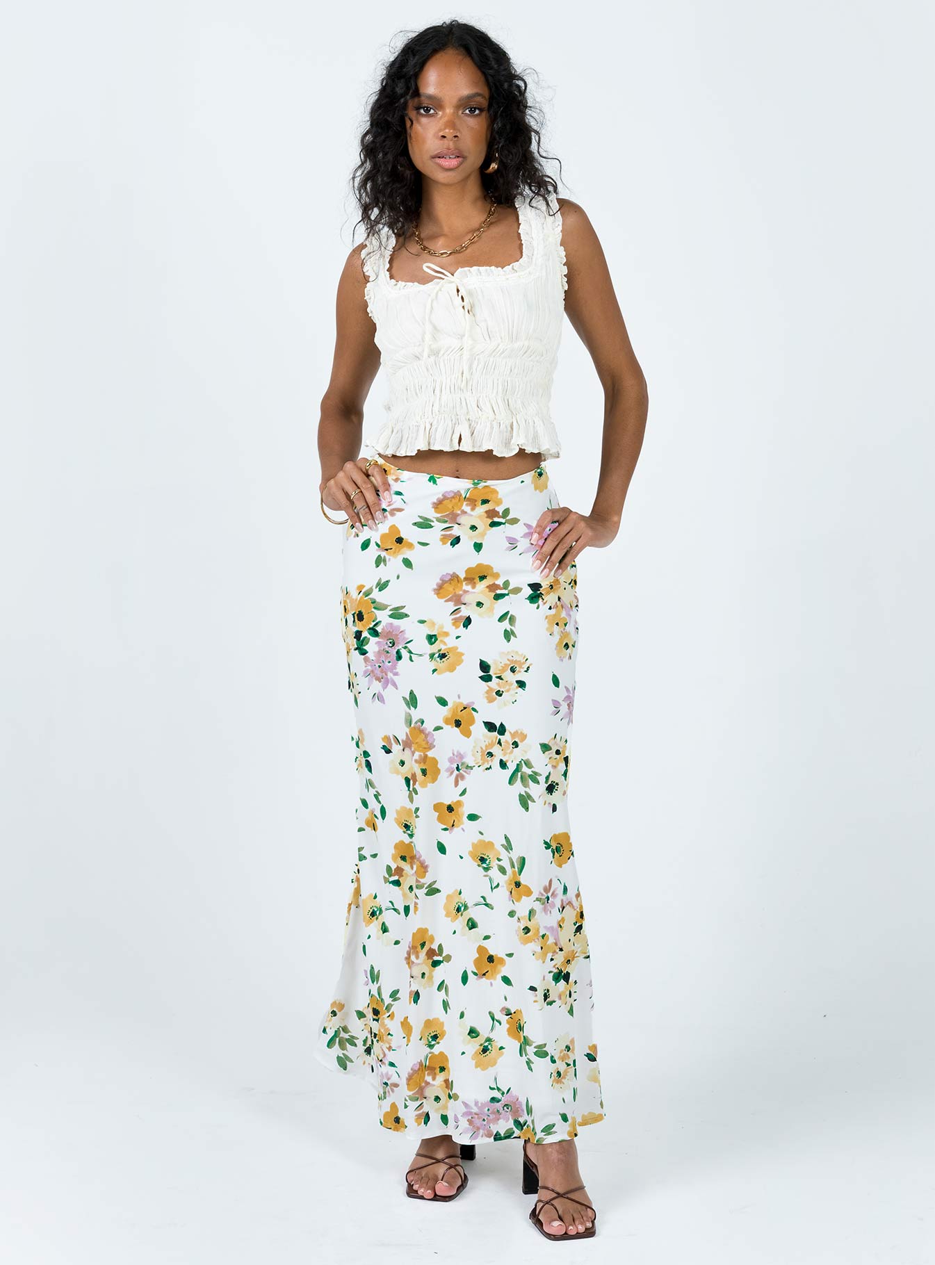 Thyme Maxi Skirt White Floral - Image 3