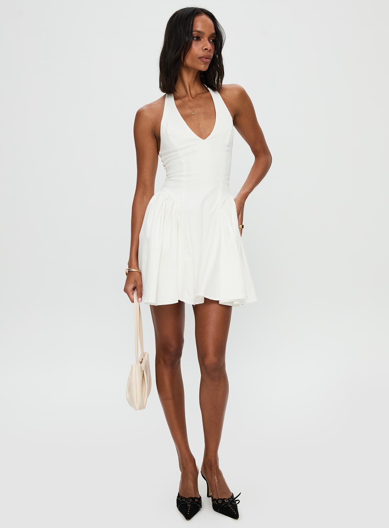 Karisse Halter Mini Dress White - Image 3