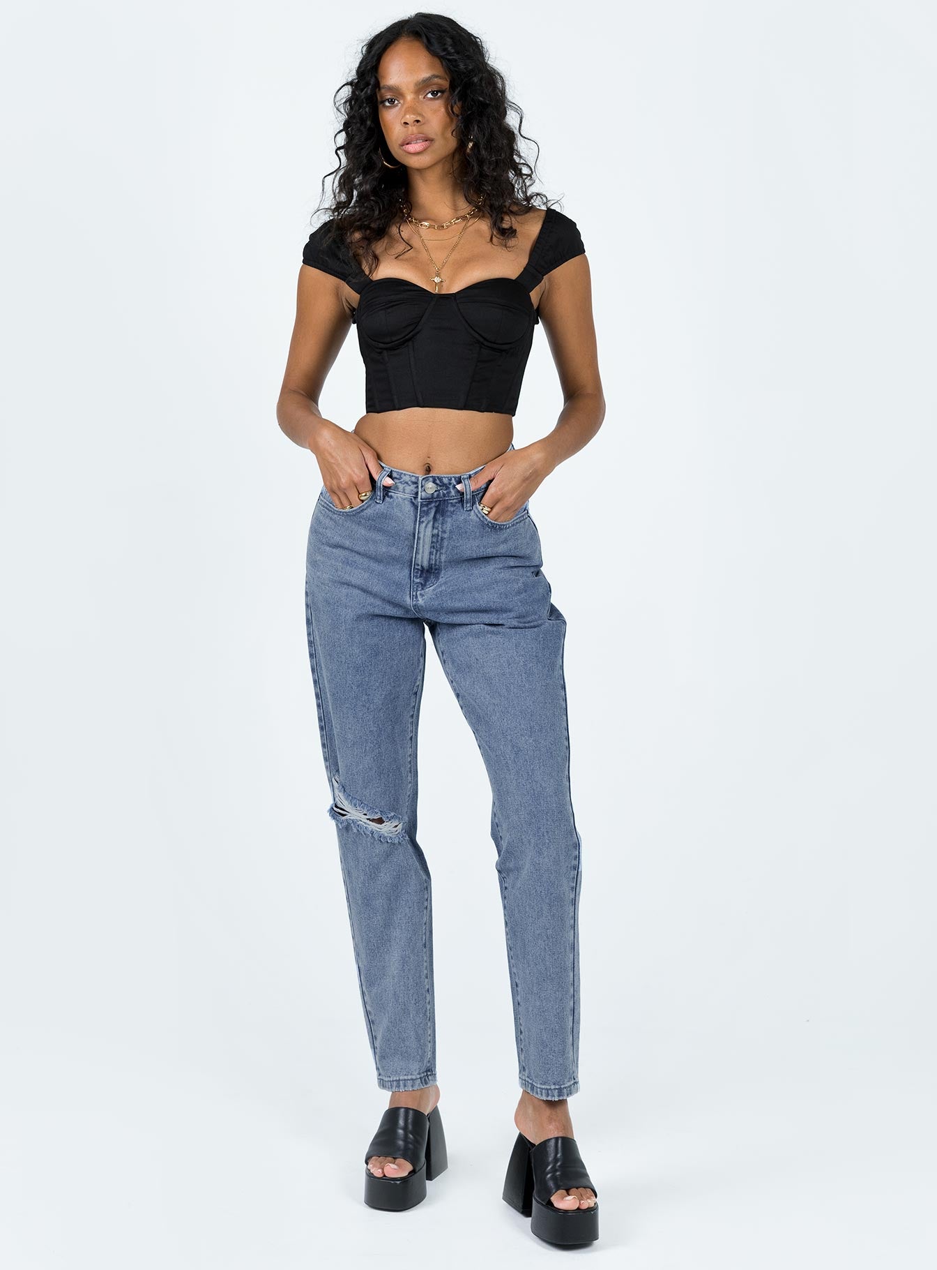 Unofficial High Waisted Mom Jean Light Wash Denim - Image 2