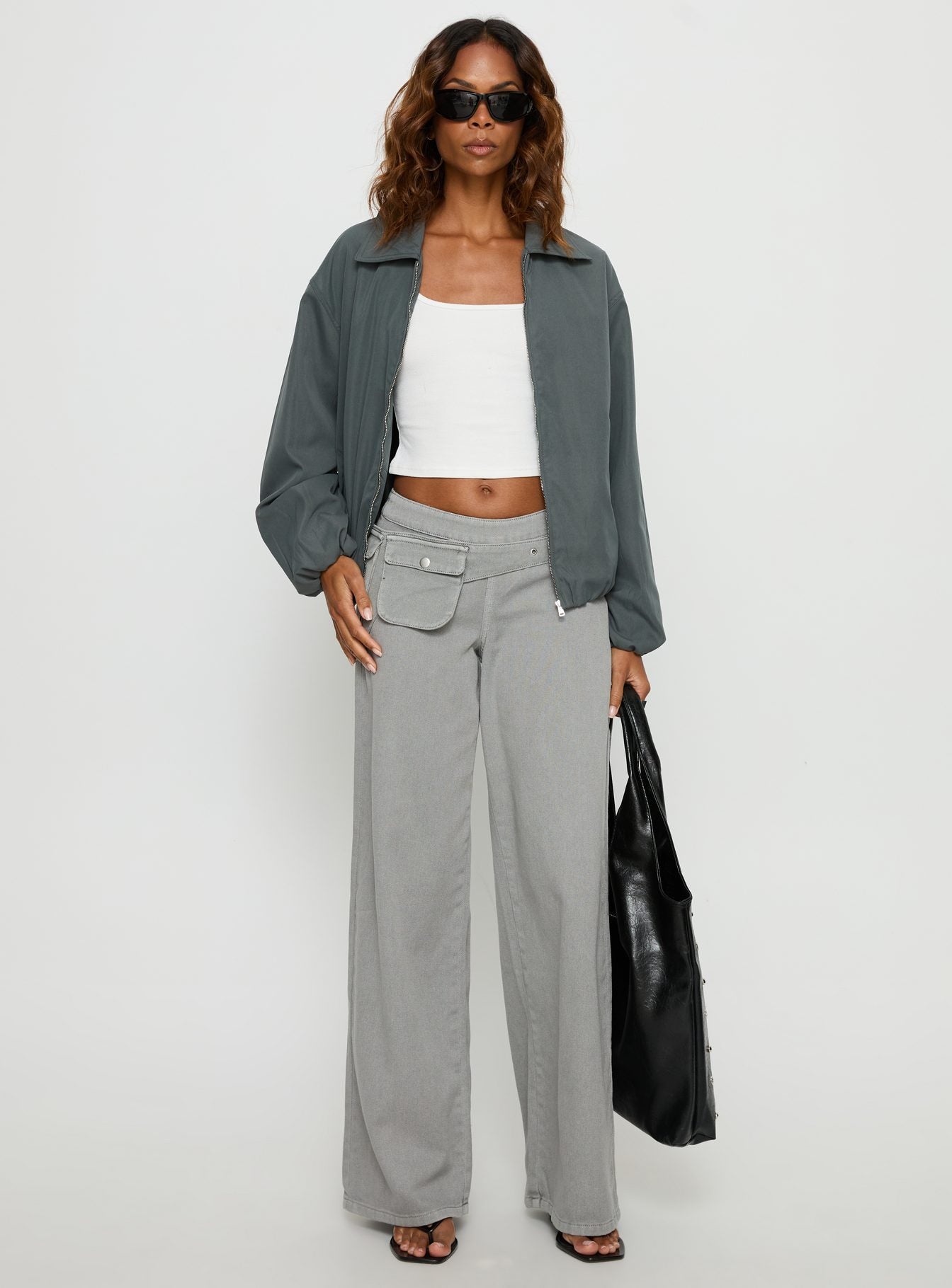Donetta Collared Jacket Charcoal - Image 2
