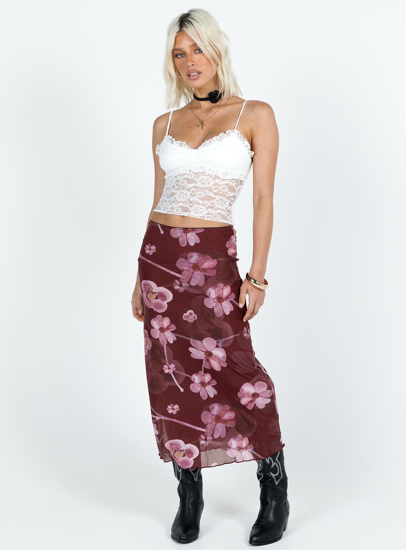 Lassie Midi Skirt Purple Floral - Image 3