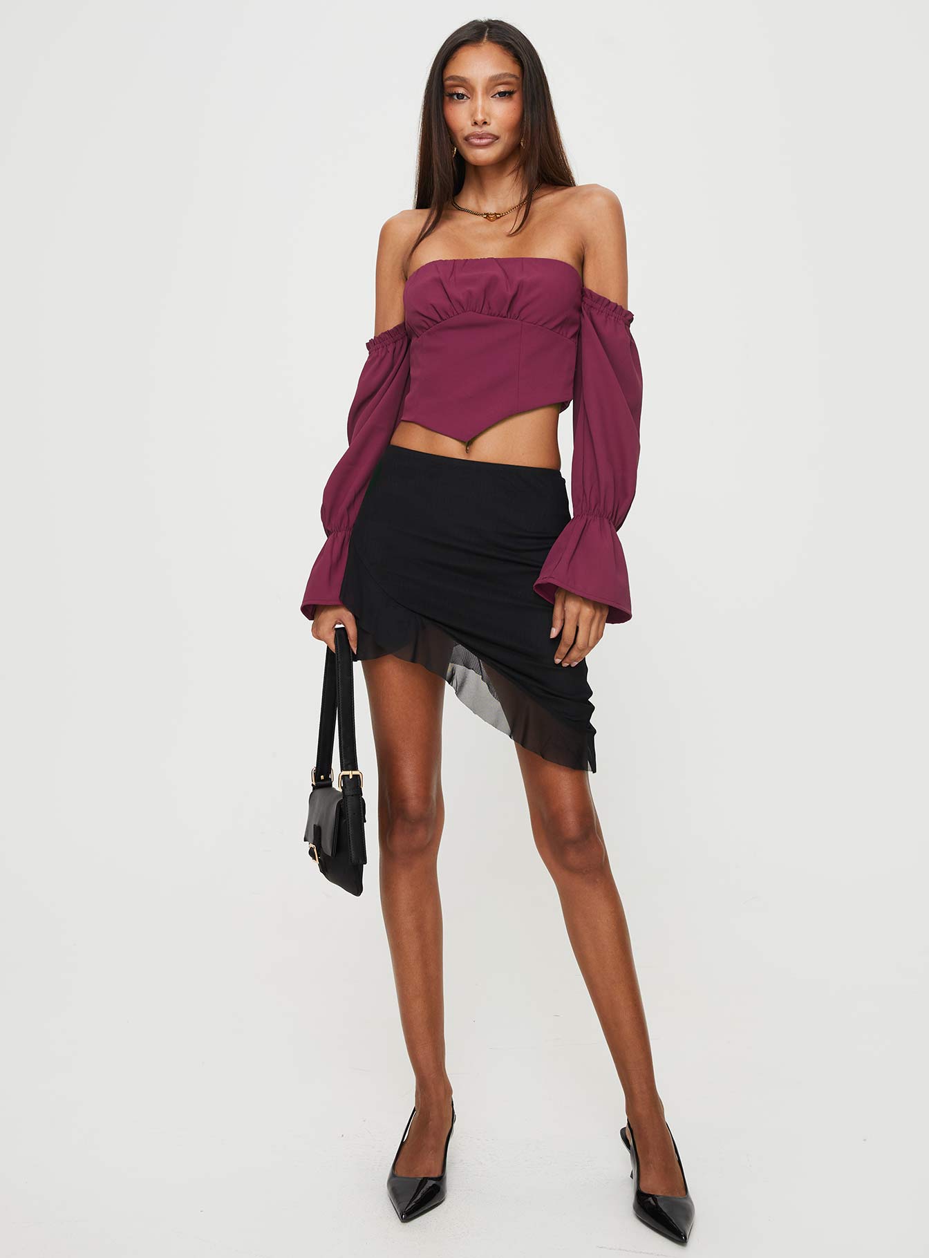 Siple Off The Shoulder Top Wine - Image 2