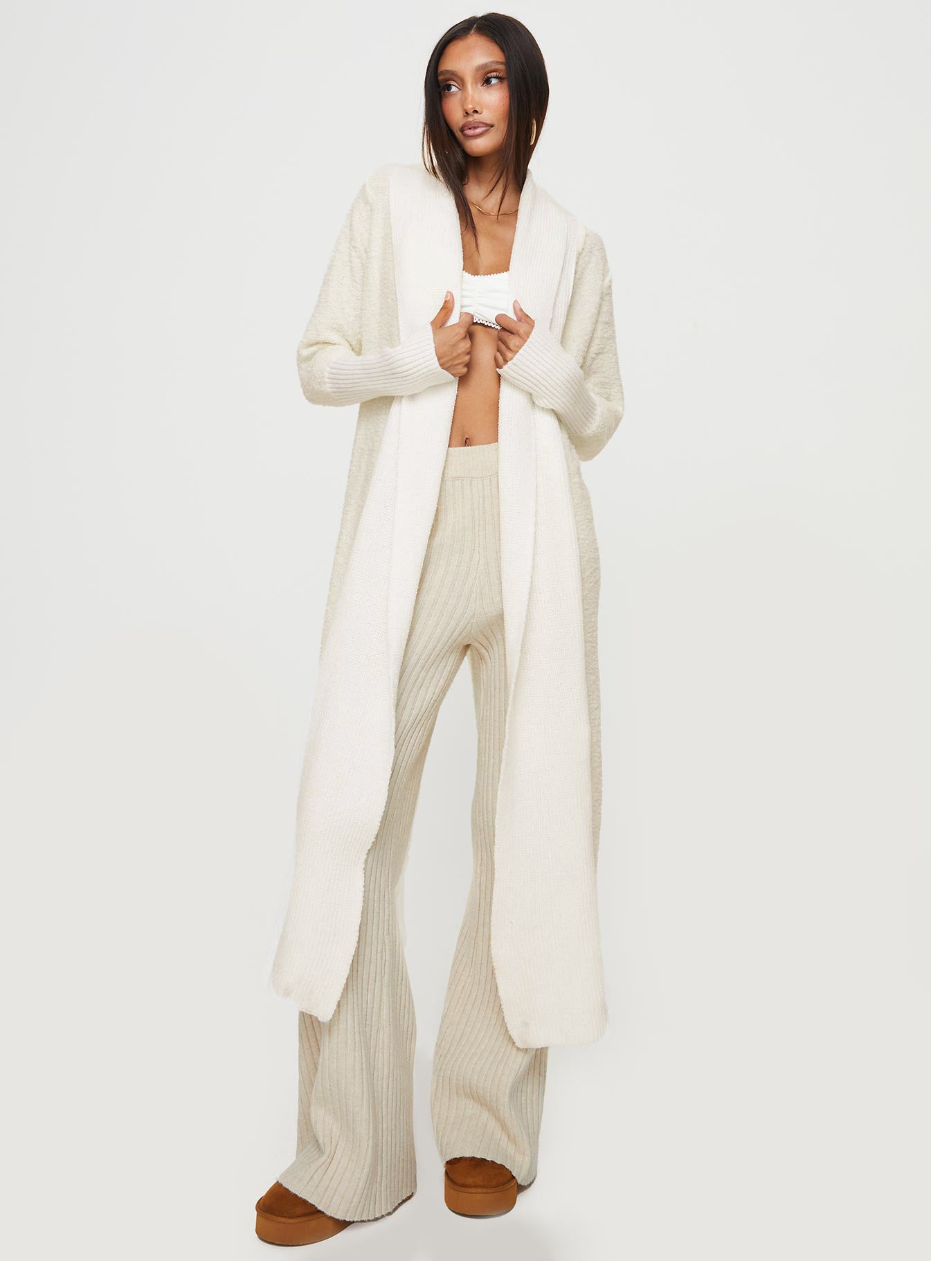 Chelia Longline Cardigan Cream - Image 3