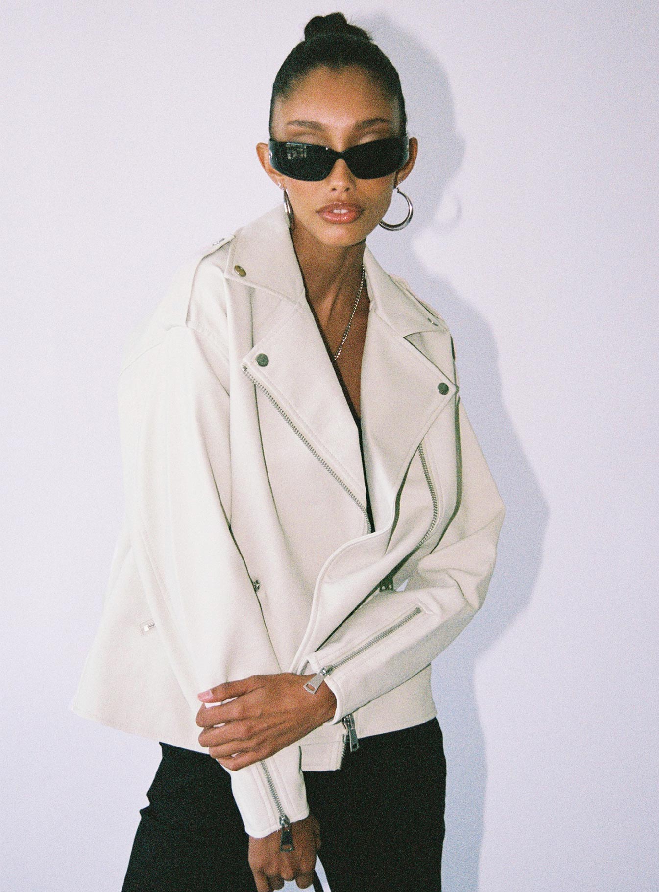 Auburn Faux Leather Jacket Cream - Image 7