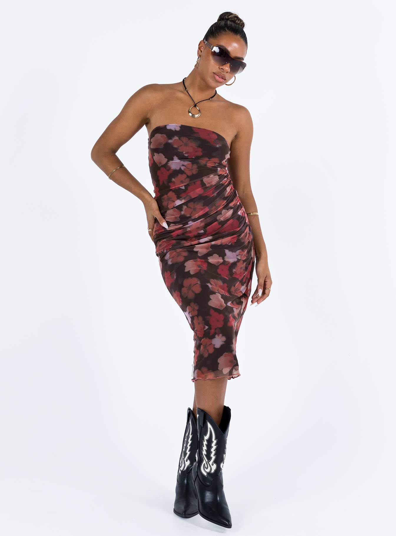 Laren Midi Dress Red / Black - Image 4