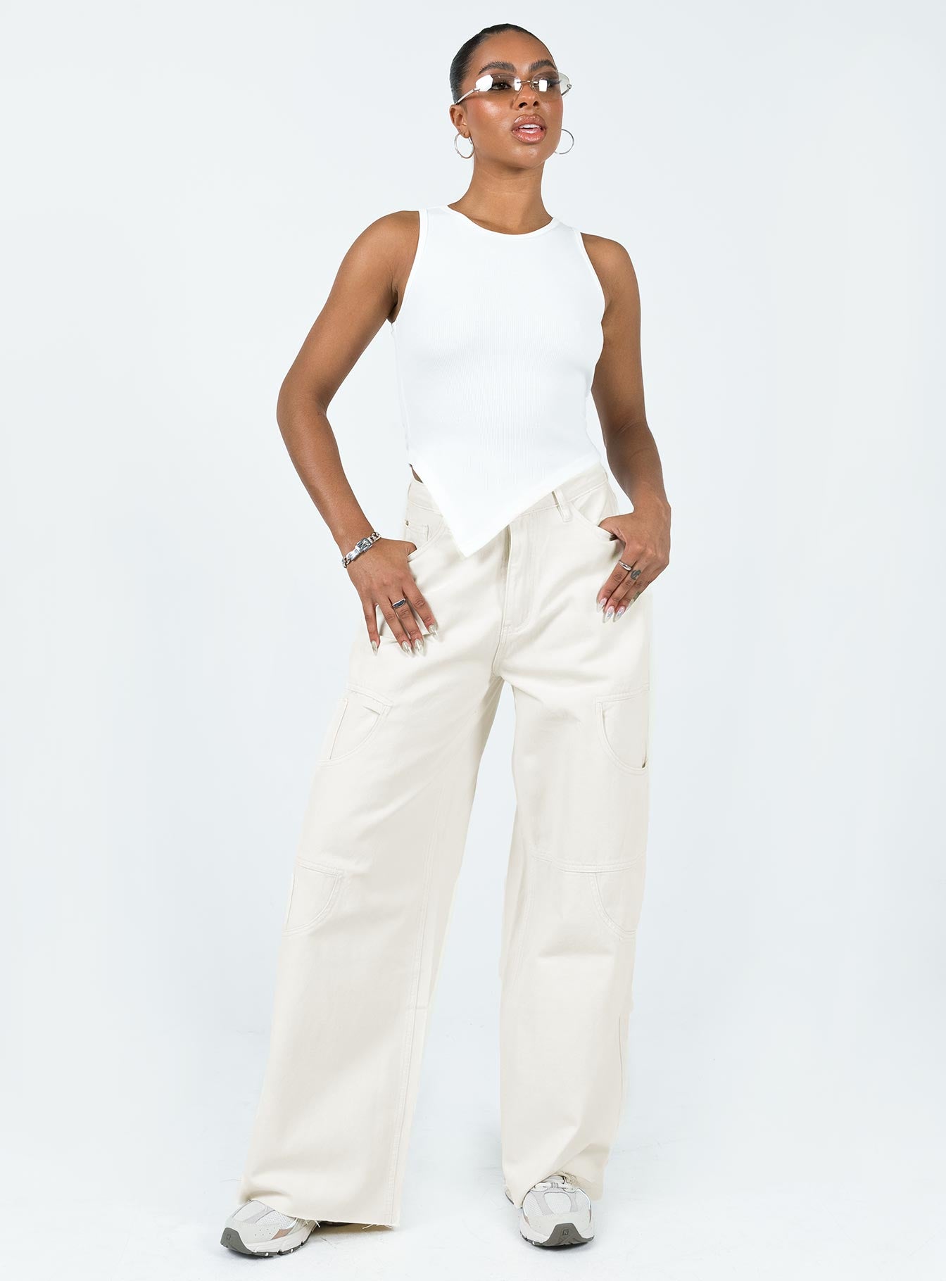 Meyer Wide Leg Jeans Beige - Image 3