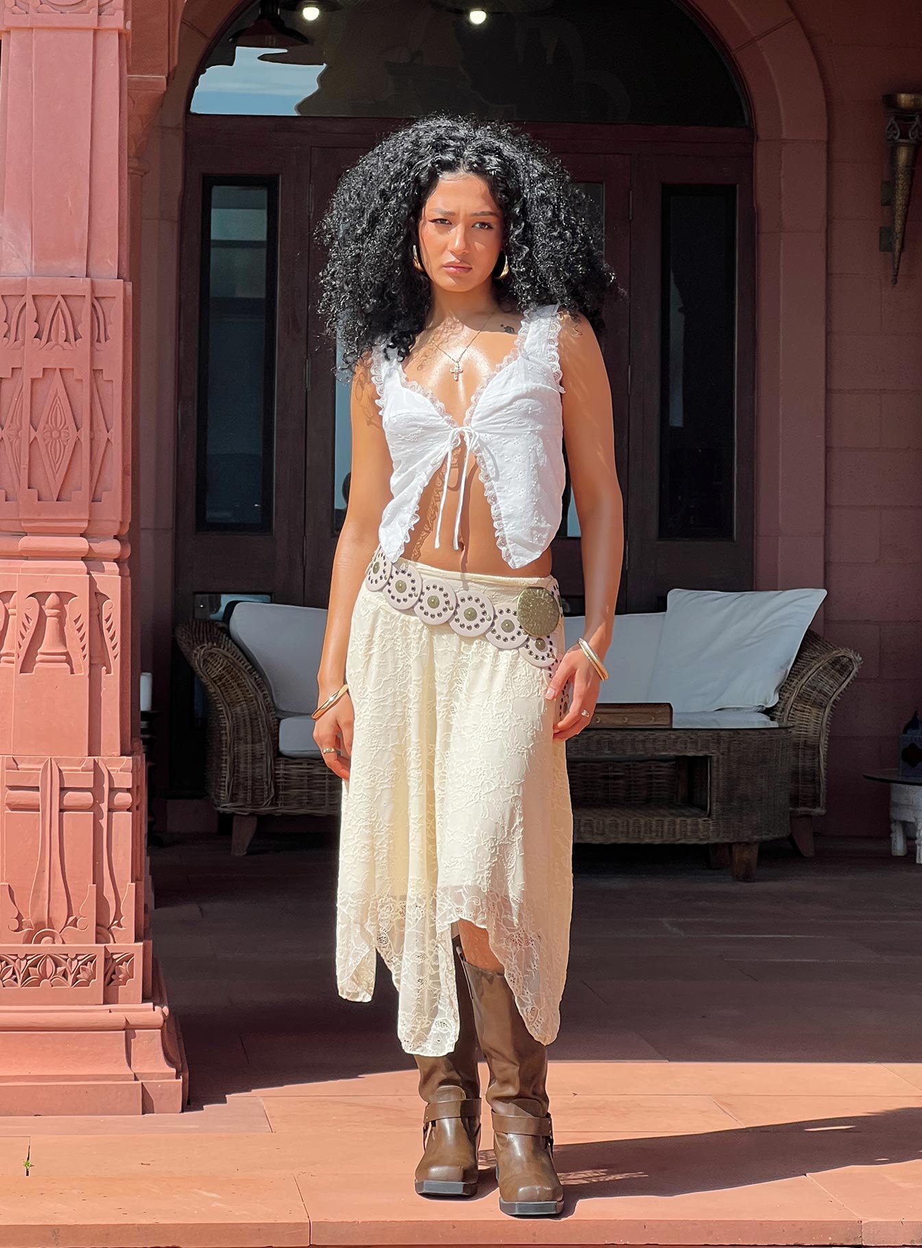 Enslee Midi Skirt Cream - Image 11