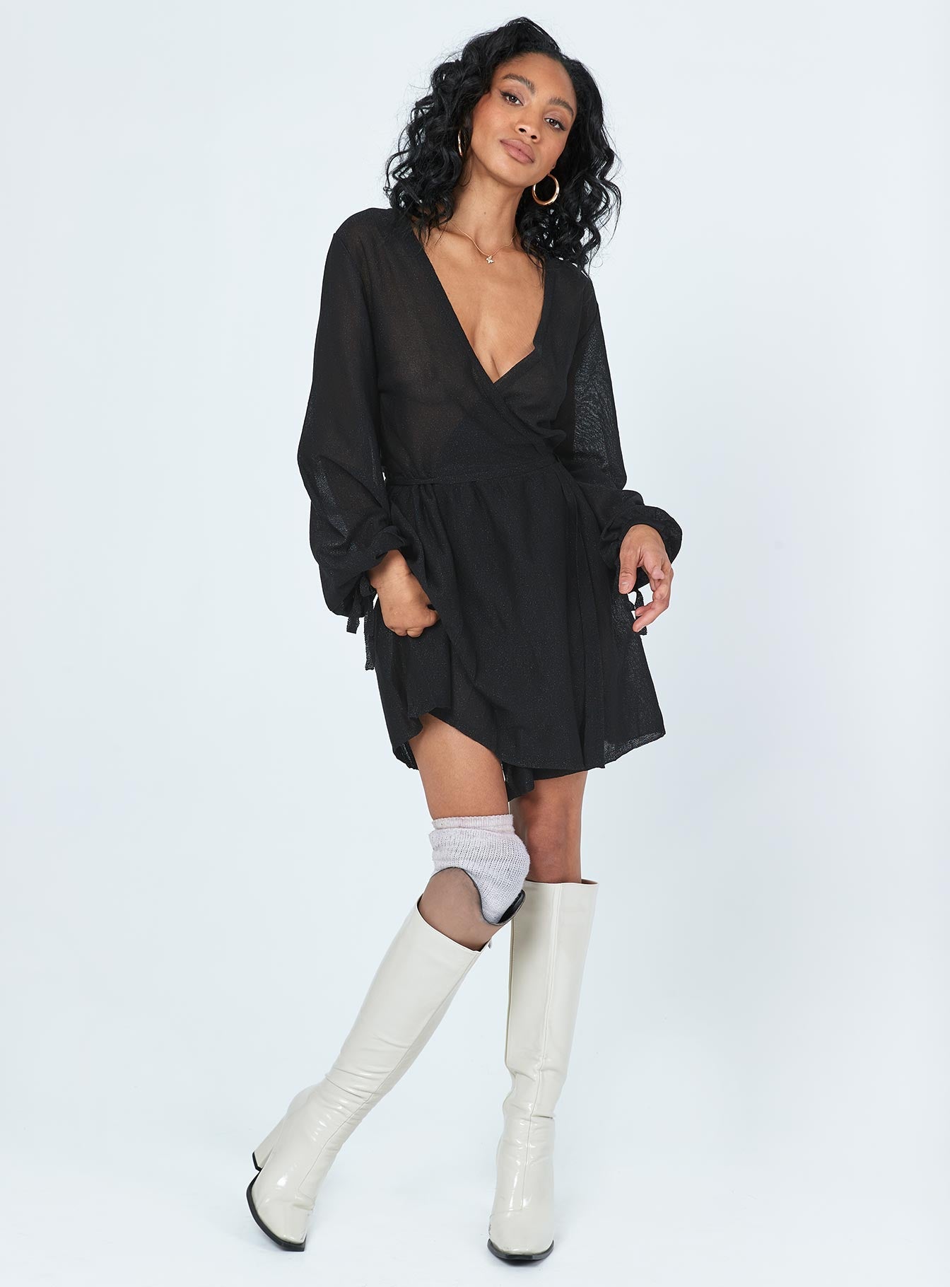 Chiara Long Sleeve Mini Dress Black - Image 2