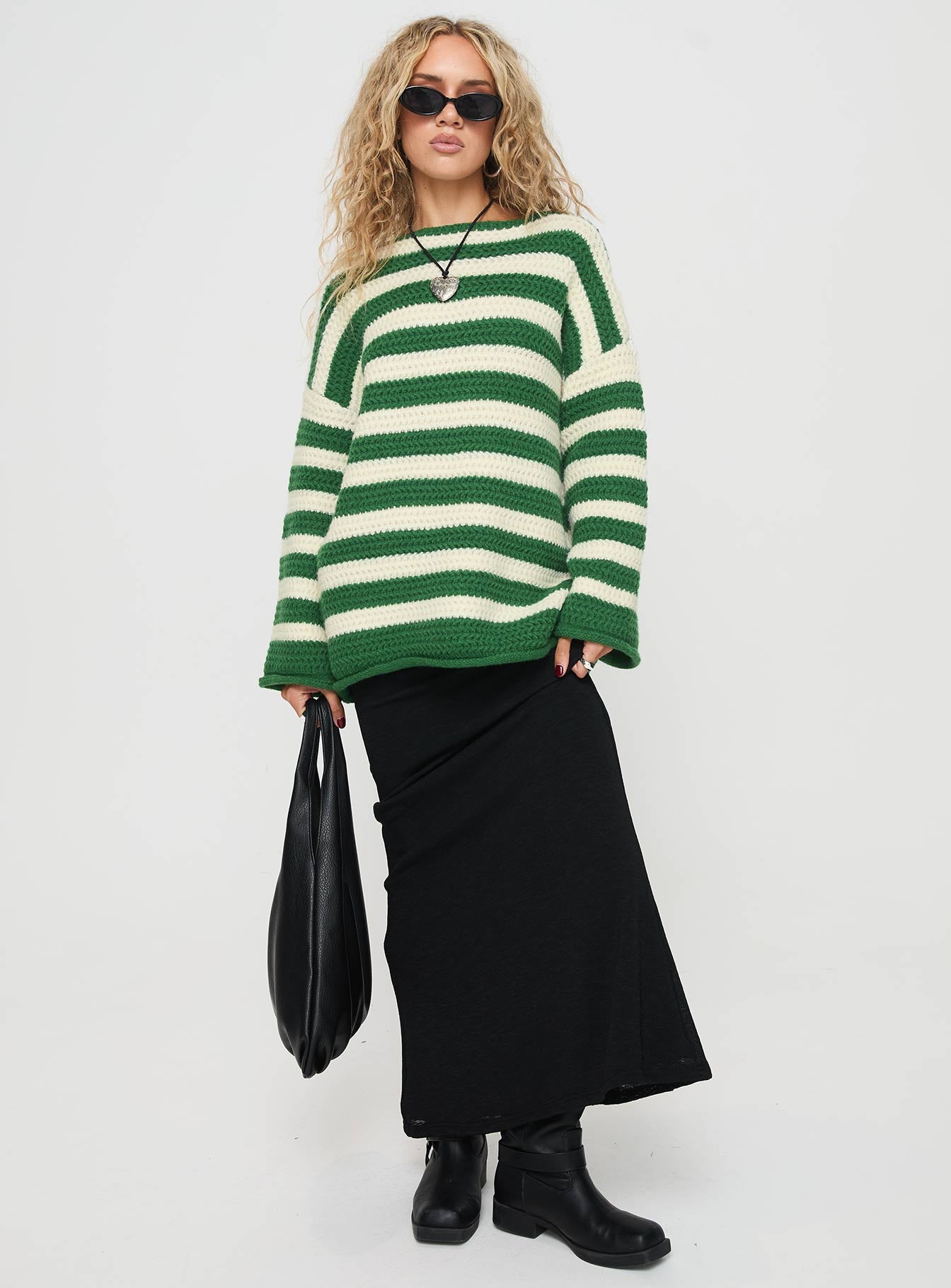 Brando Knit Sweater Green / Cream Stripe - Image 3