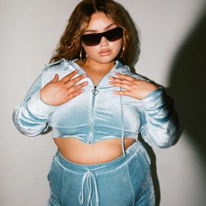 Velour Hoodie Blue Curve