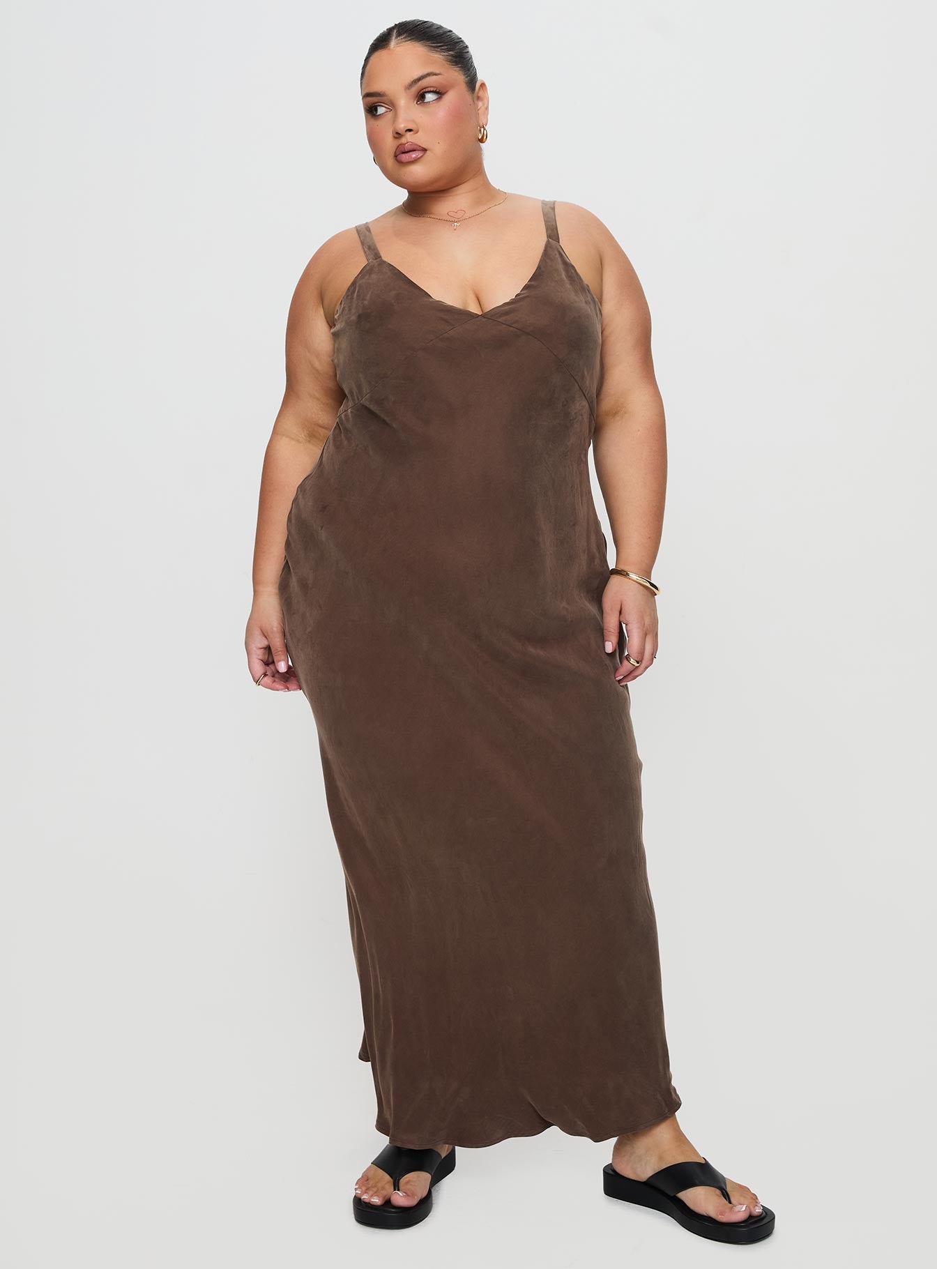 Laurette Maxi Dress Brown Curve - Image 3