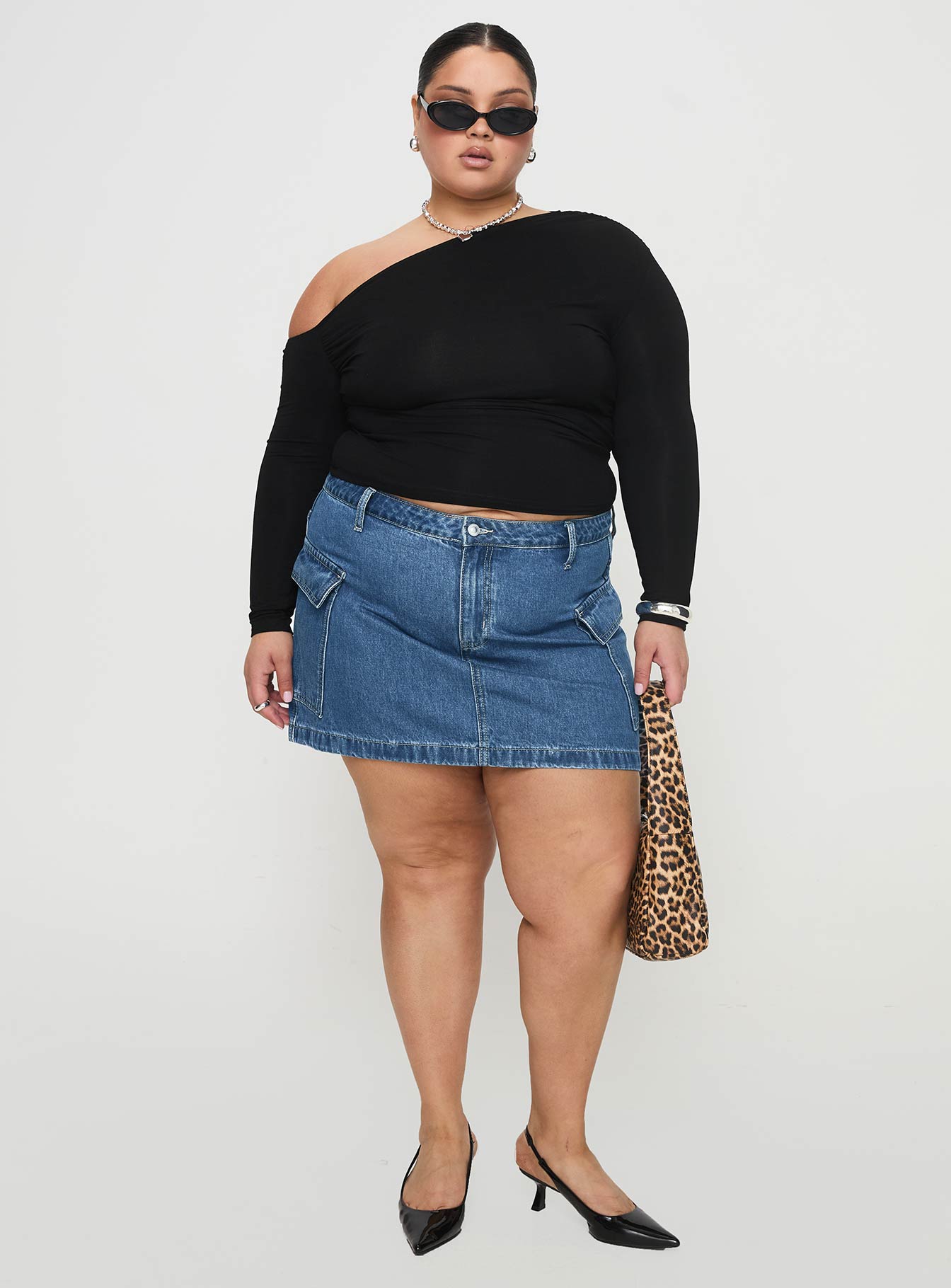 Zakai Cargo Denim Mini Skirt Mid Blue Curve - Image 3