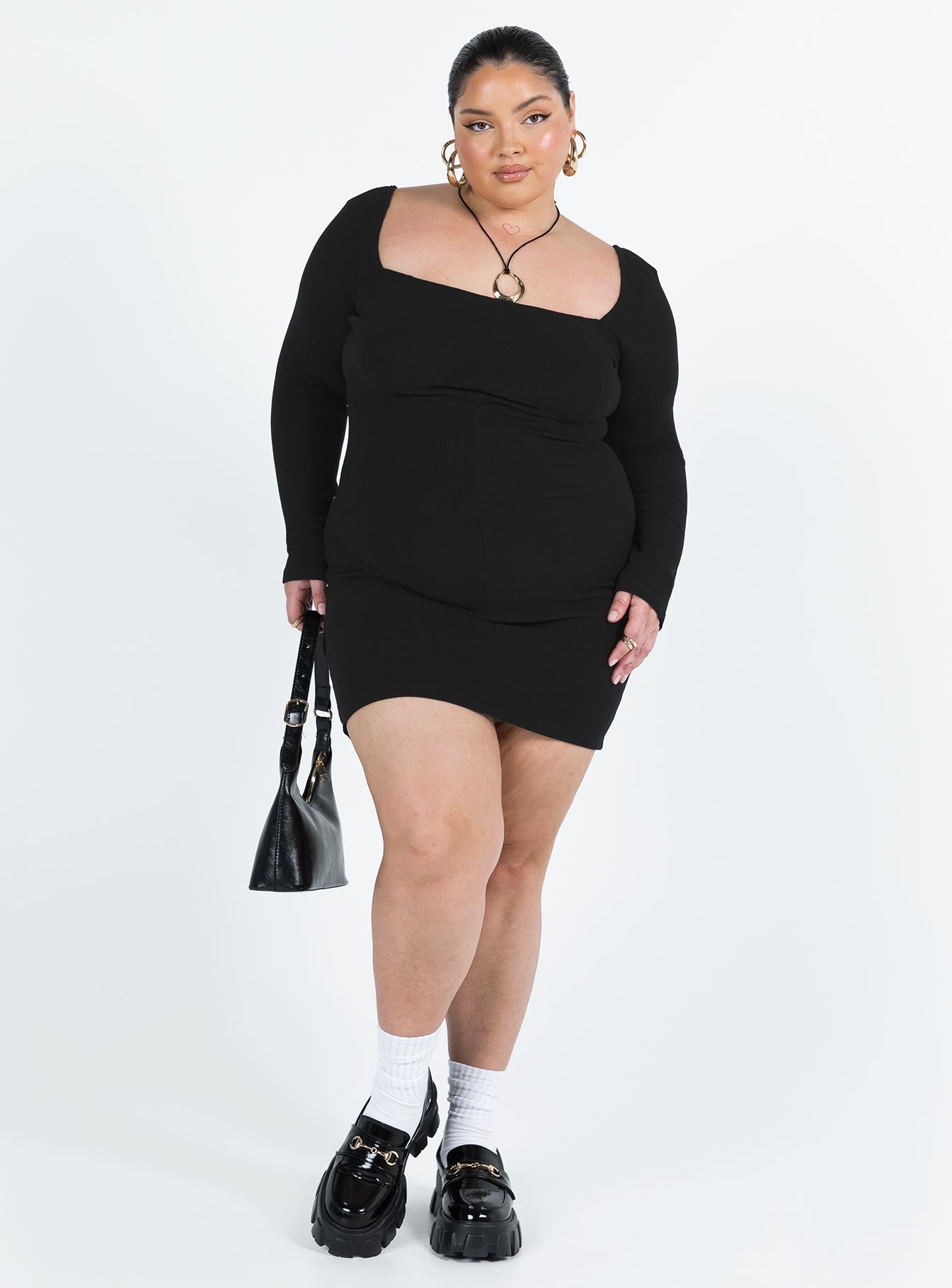 Denielle Mini Dress Black Curve - Image 3