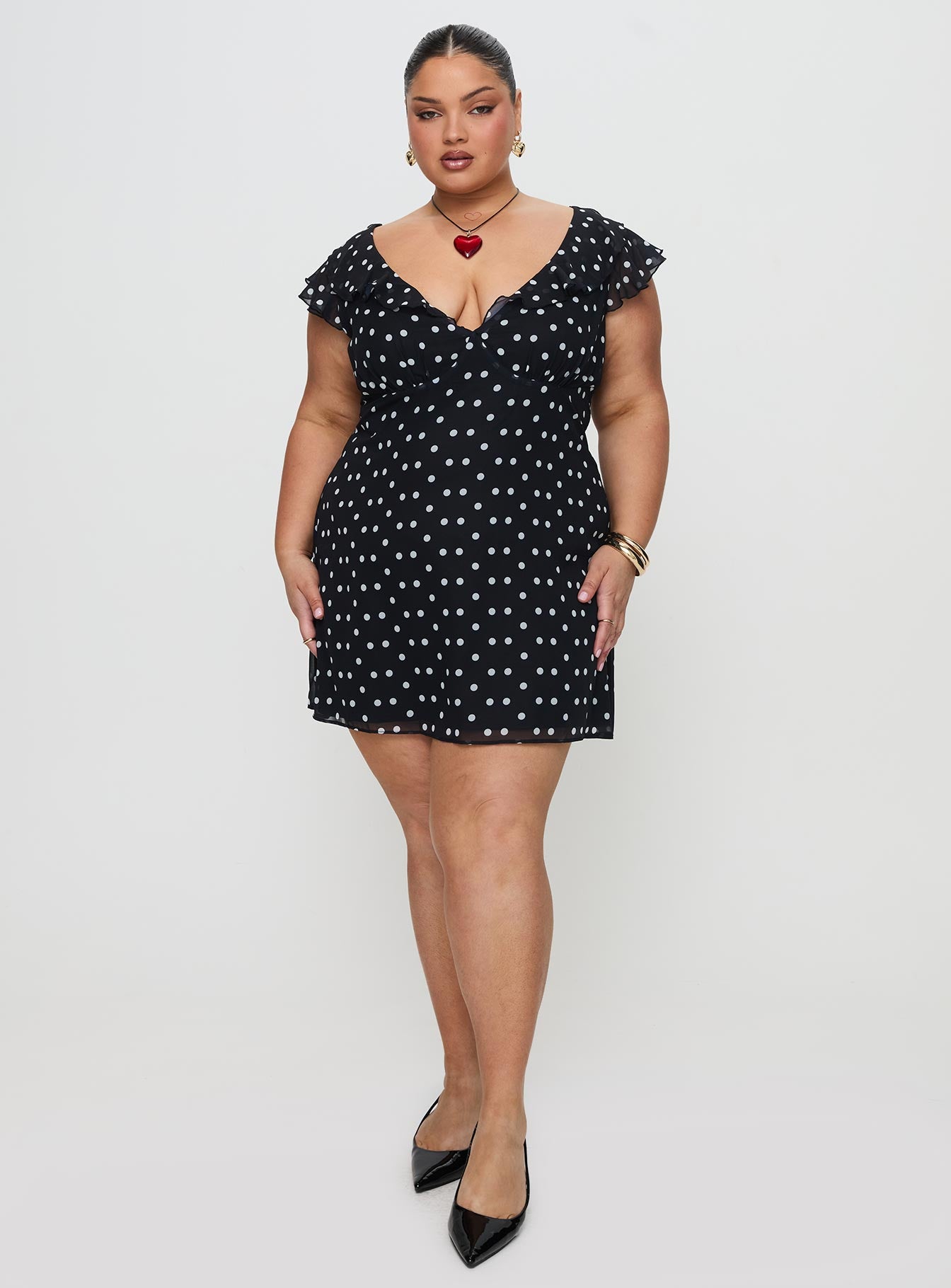 I Guess So Mini Dress Black Polka Dot - Image 13