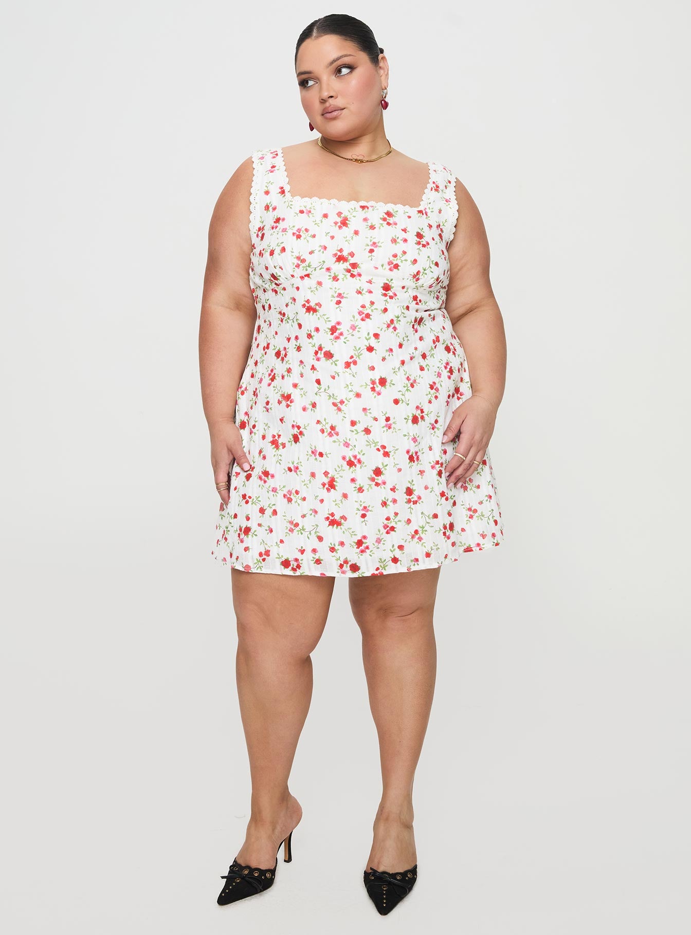 Dasha Mini Dress White Floral Curve - Image 3