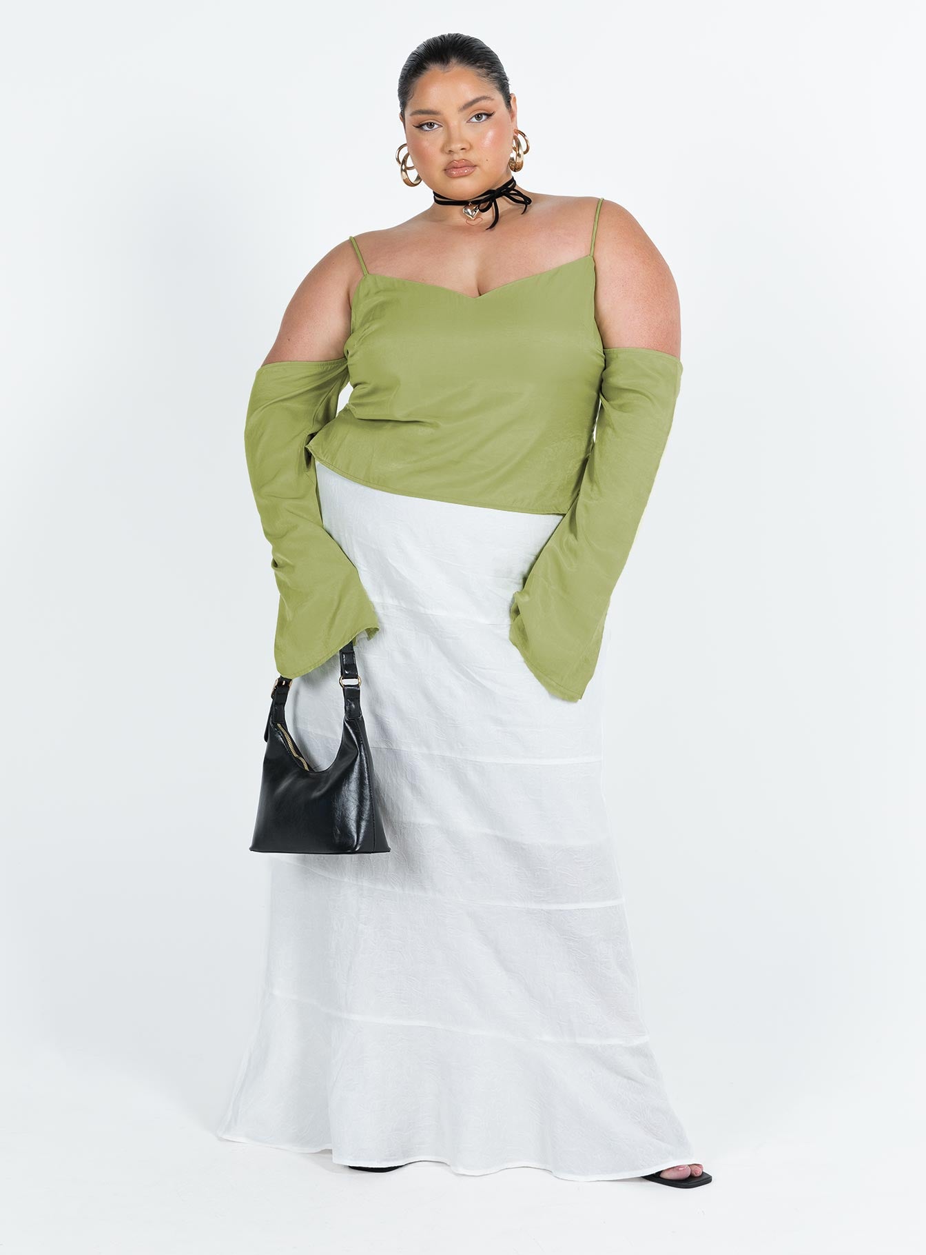 Cold Shoulder Top Green Curve - Image 3