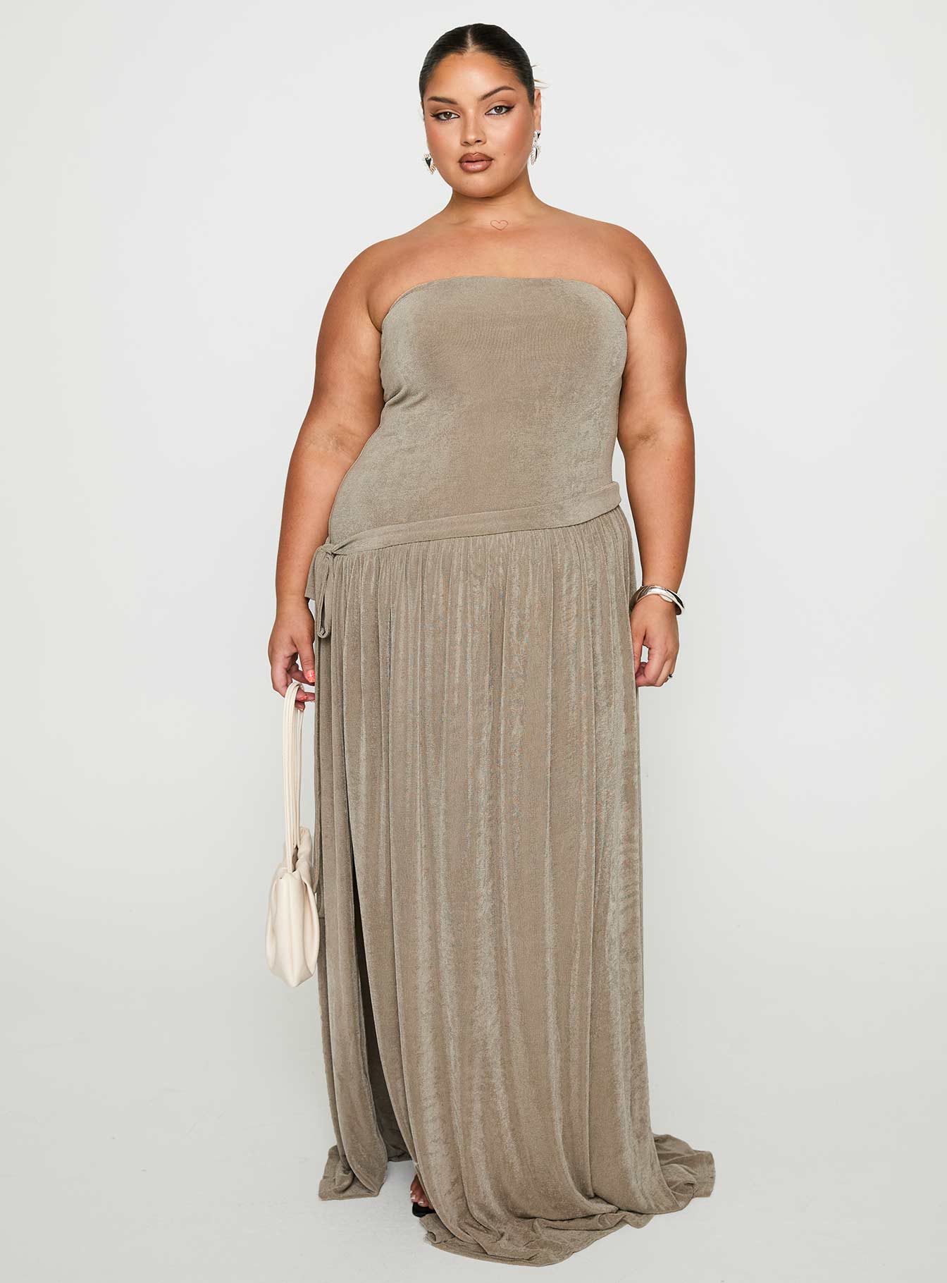 Inka Strapless Maxi Dress Taupe Curve - Image 3