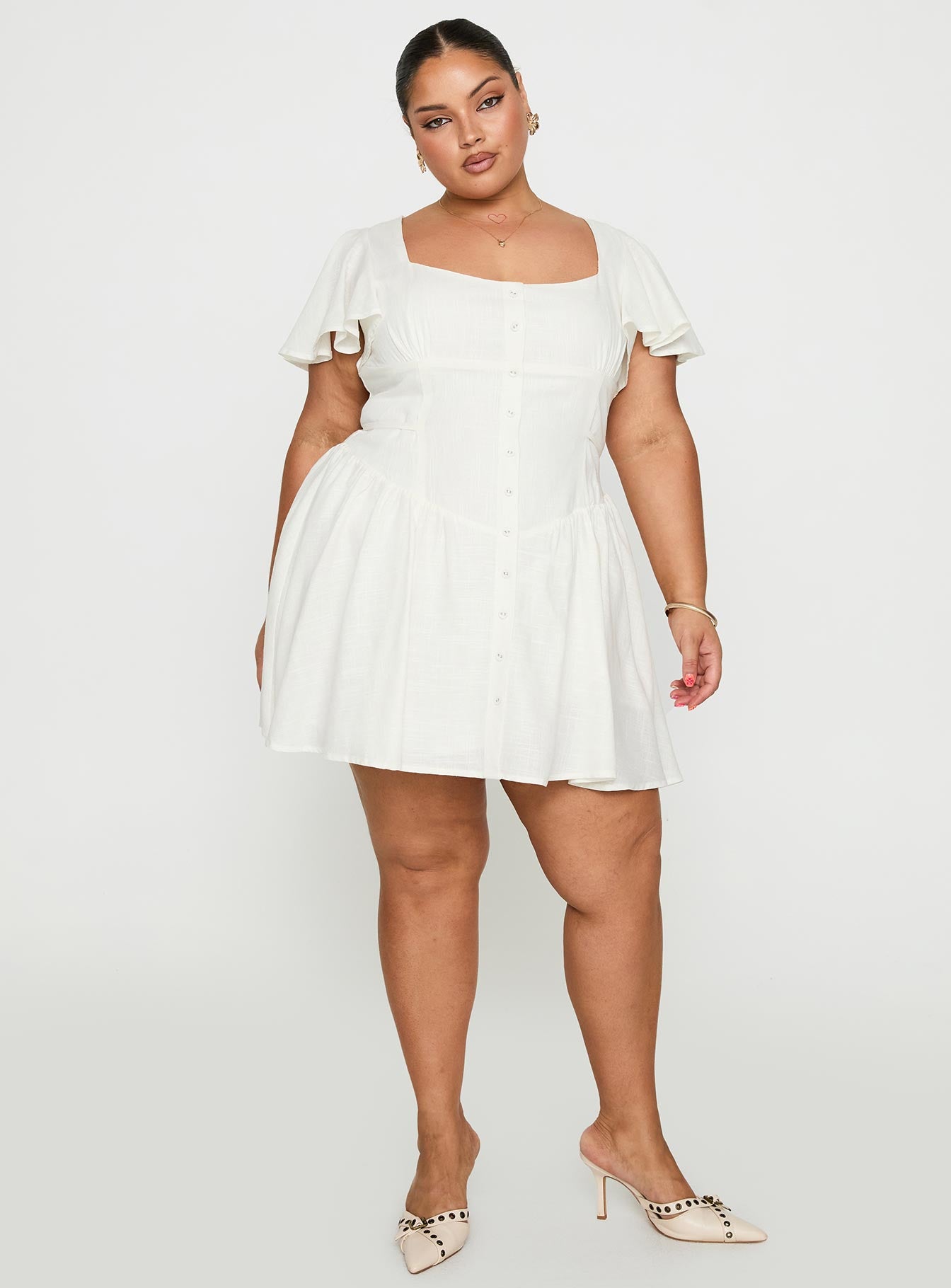 Forever More Mini Dress White Curve - Image 3