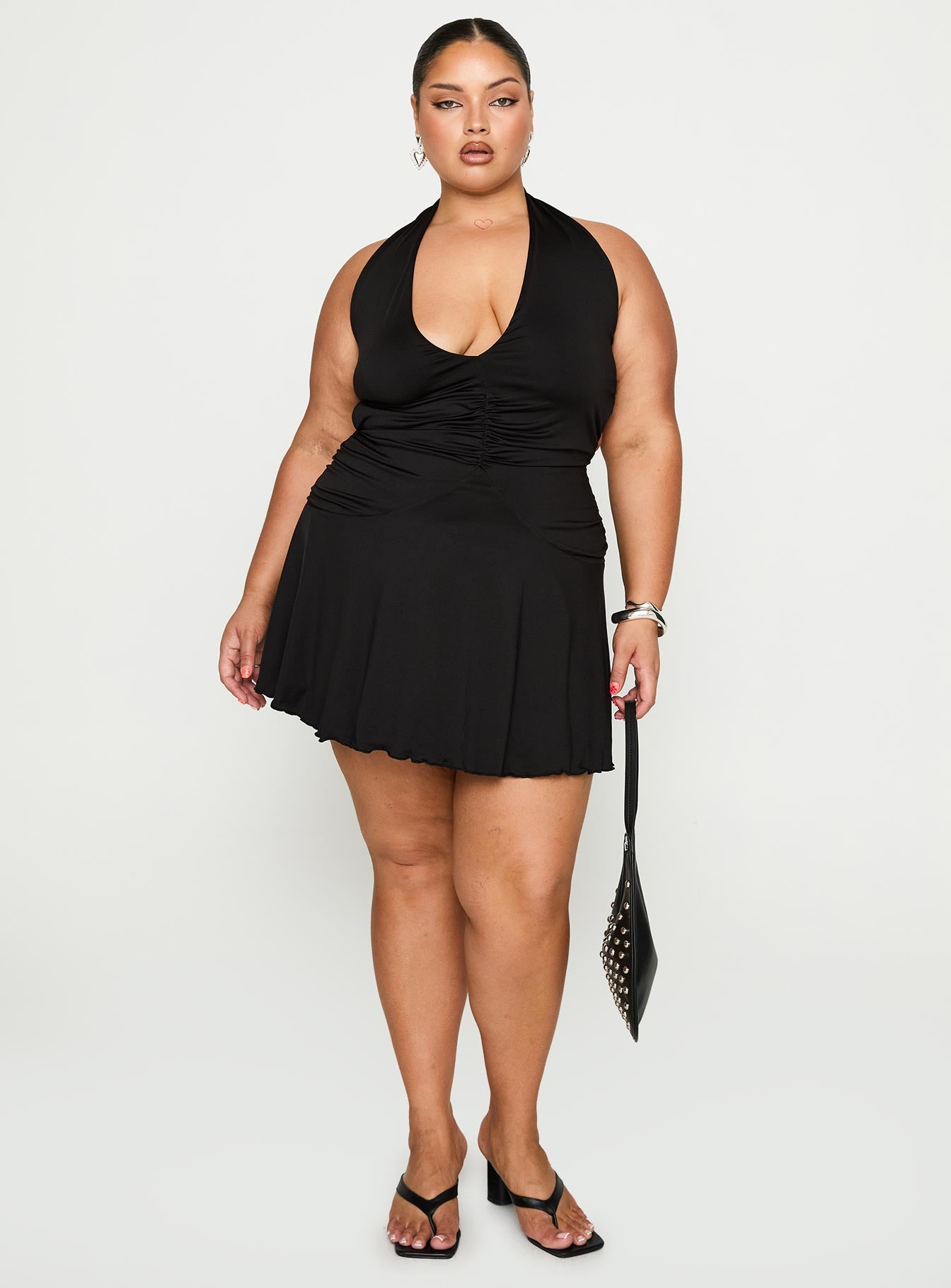 Maeva Halter Mini Dress Black Curve - Image 3