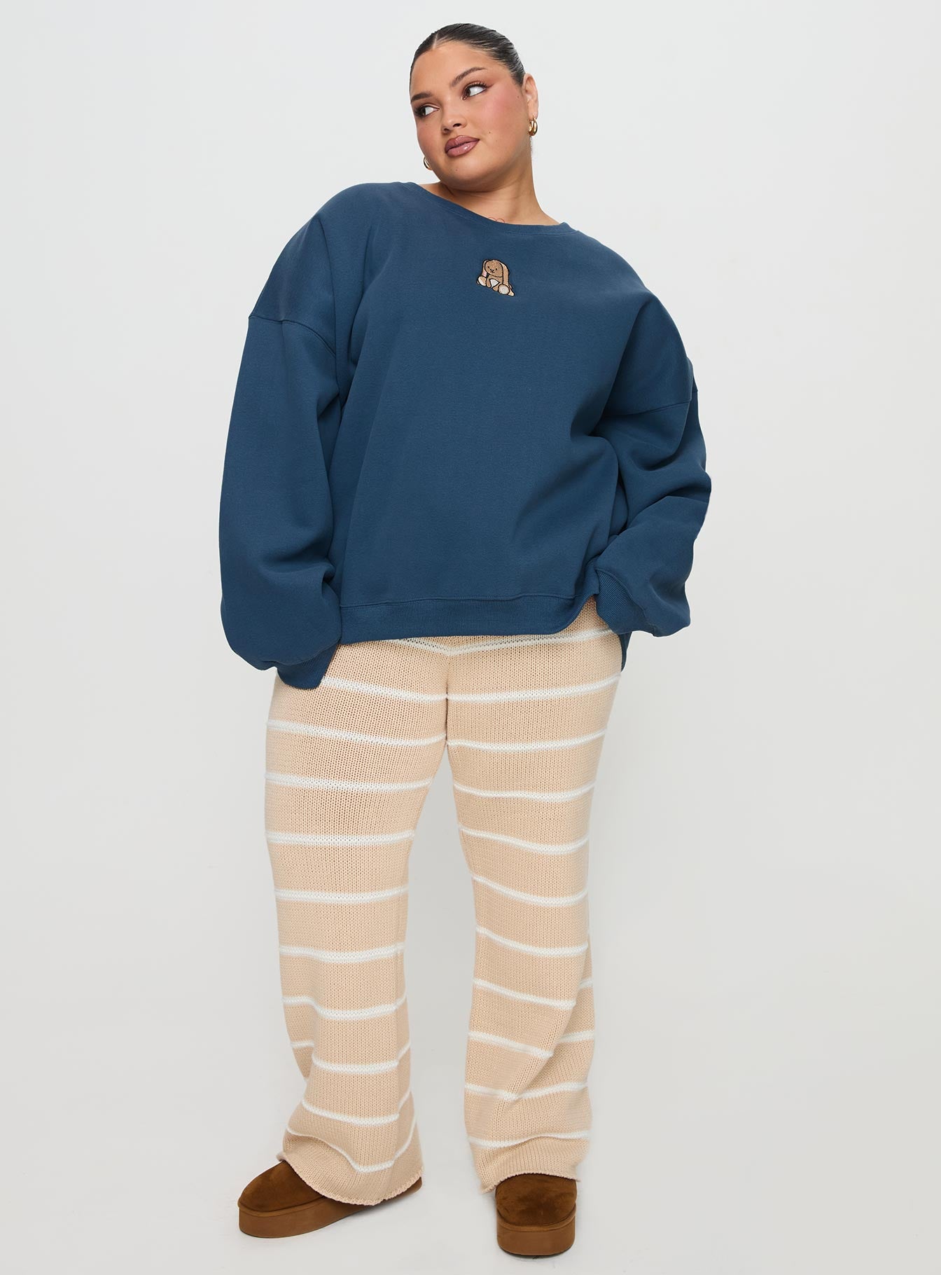 Sleepy Bunny Crewneck Jumper Navy Curve - Image 3