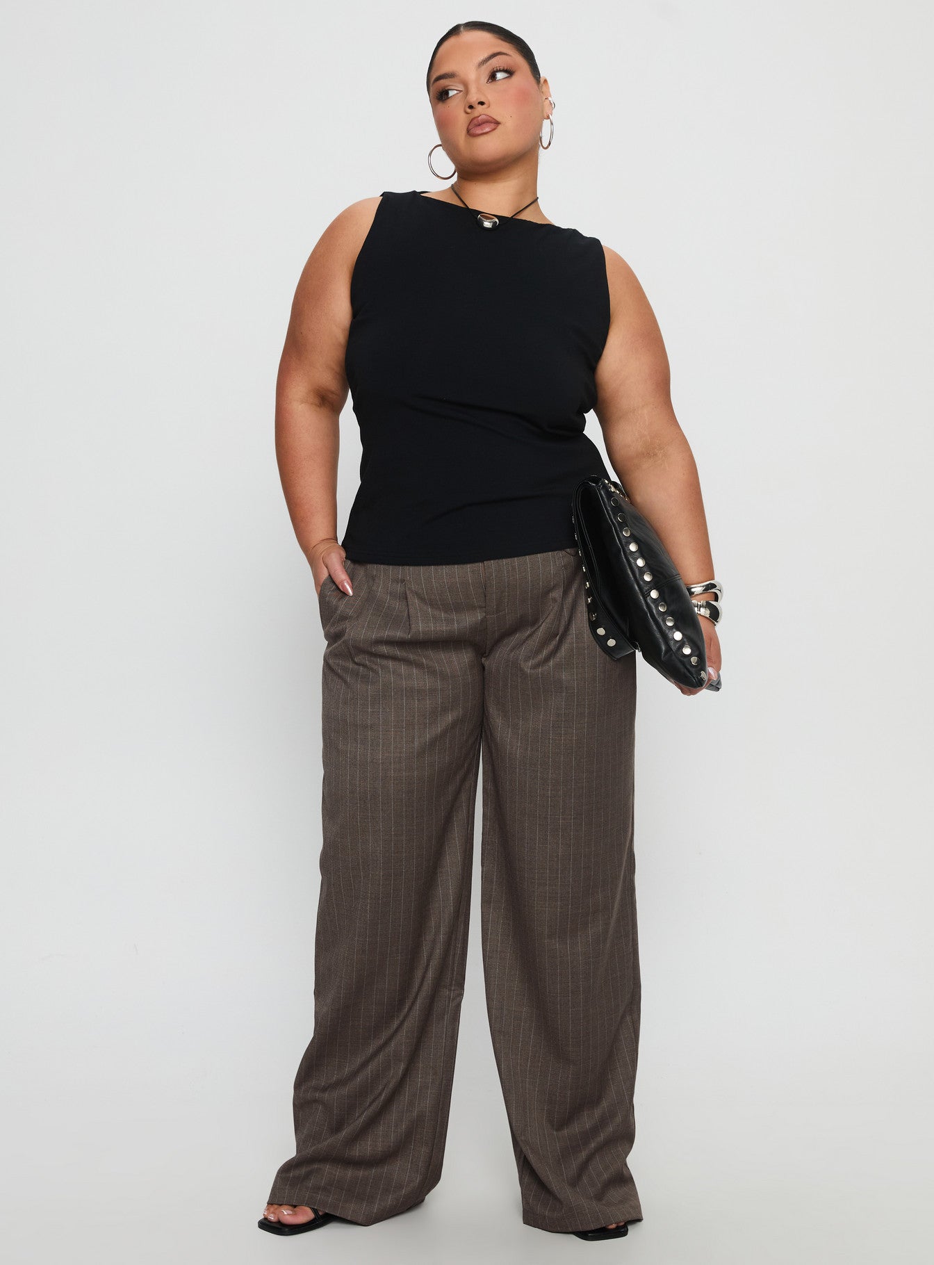 Briellea Thick Waistband Pant Pinstripe Curve - Image 3