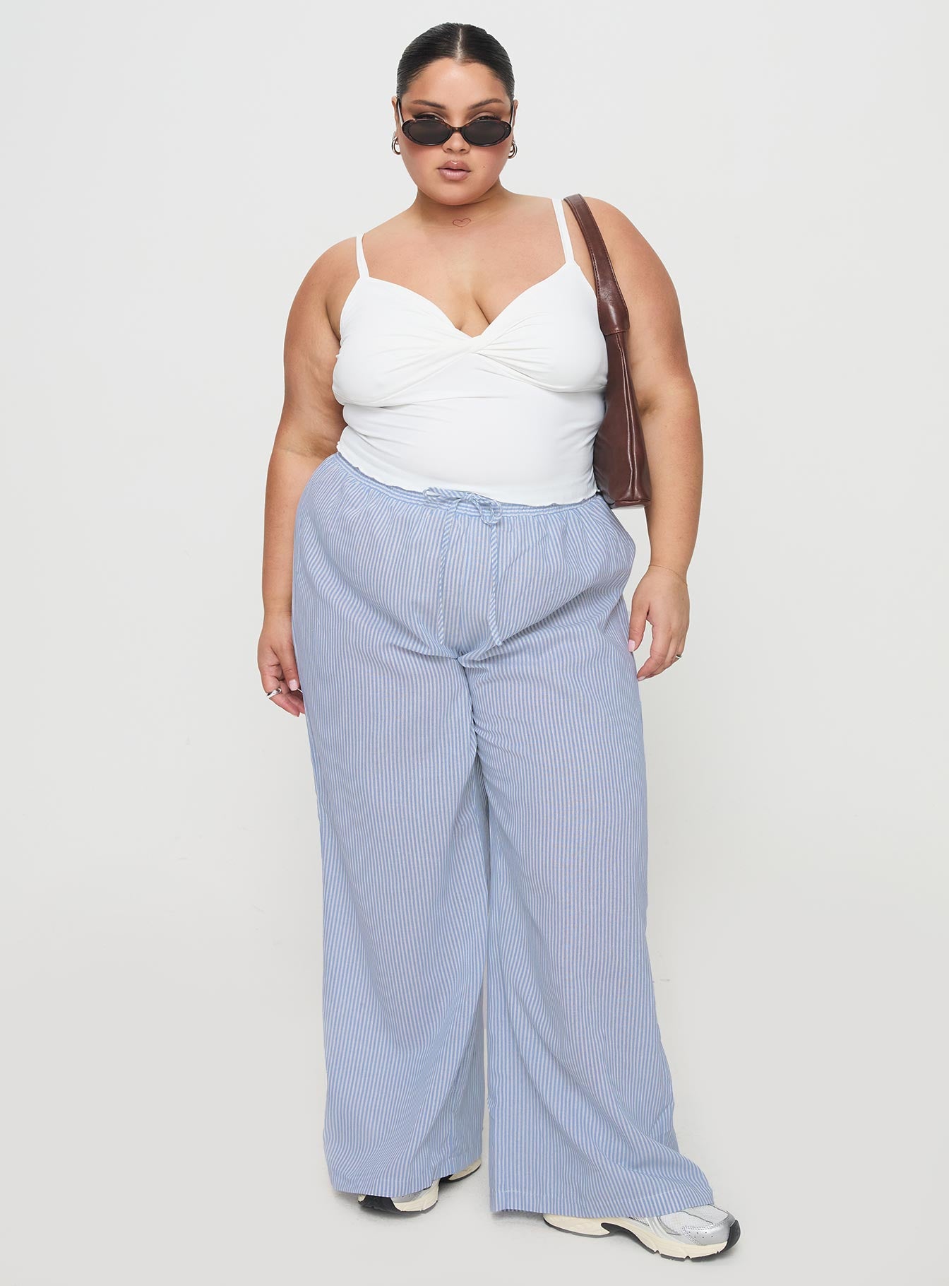 Holiday Tie Front Pant Blue / White Stripe Curve - Image 3