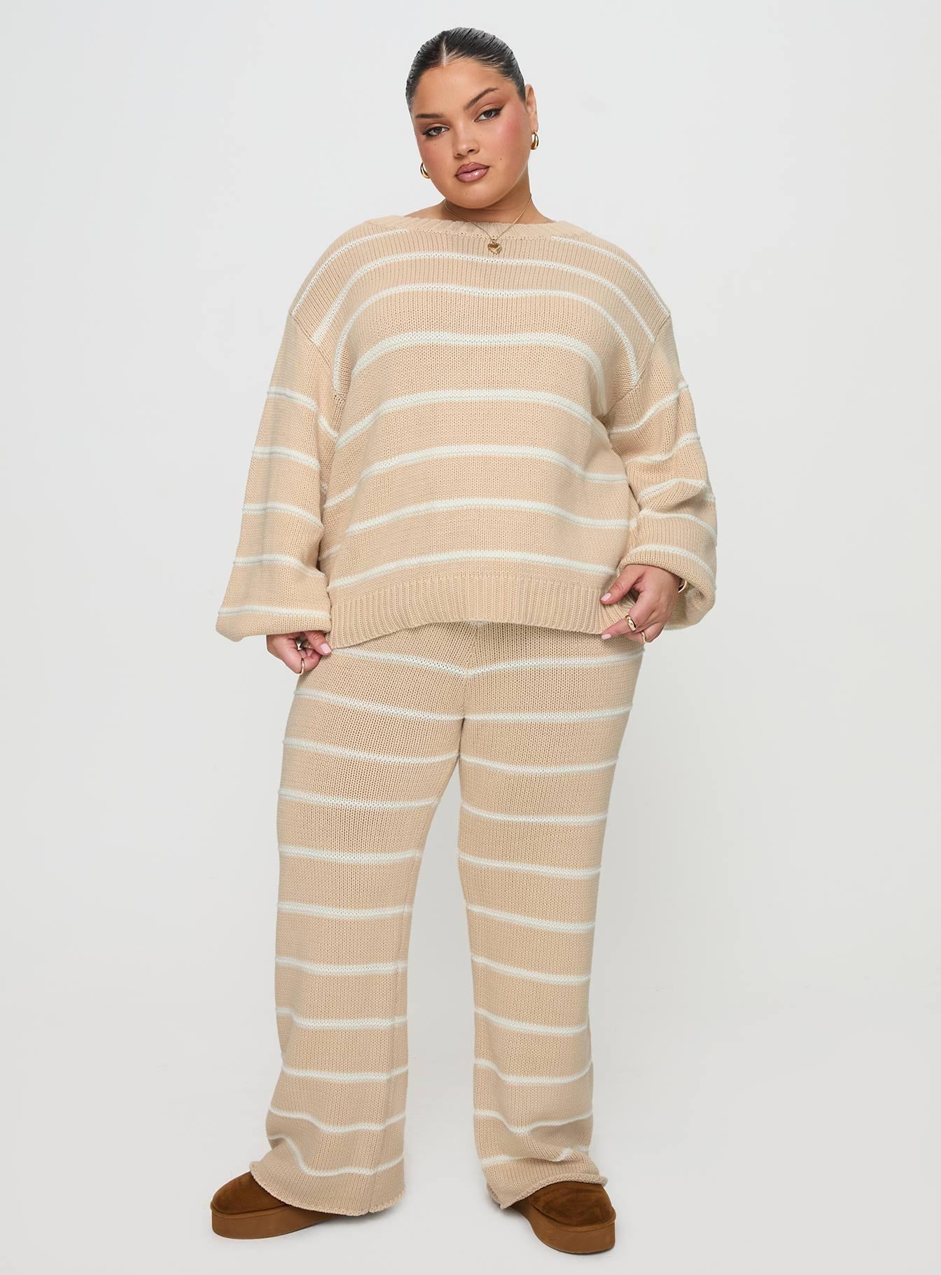 Read Your Mind Knit Sweater Cream Stripe - Image 10