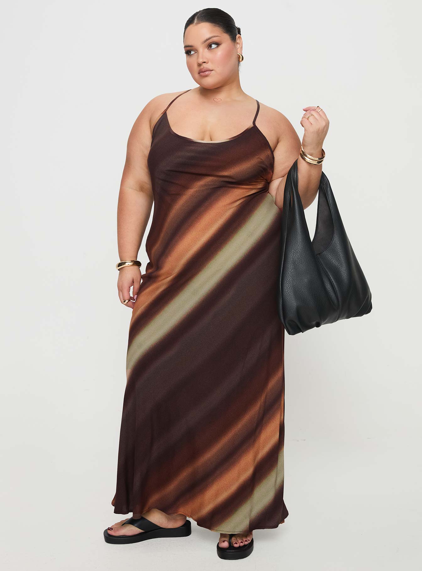 Otillie Maxi Dress Brown Multi Curve - Image 3