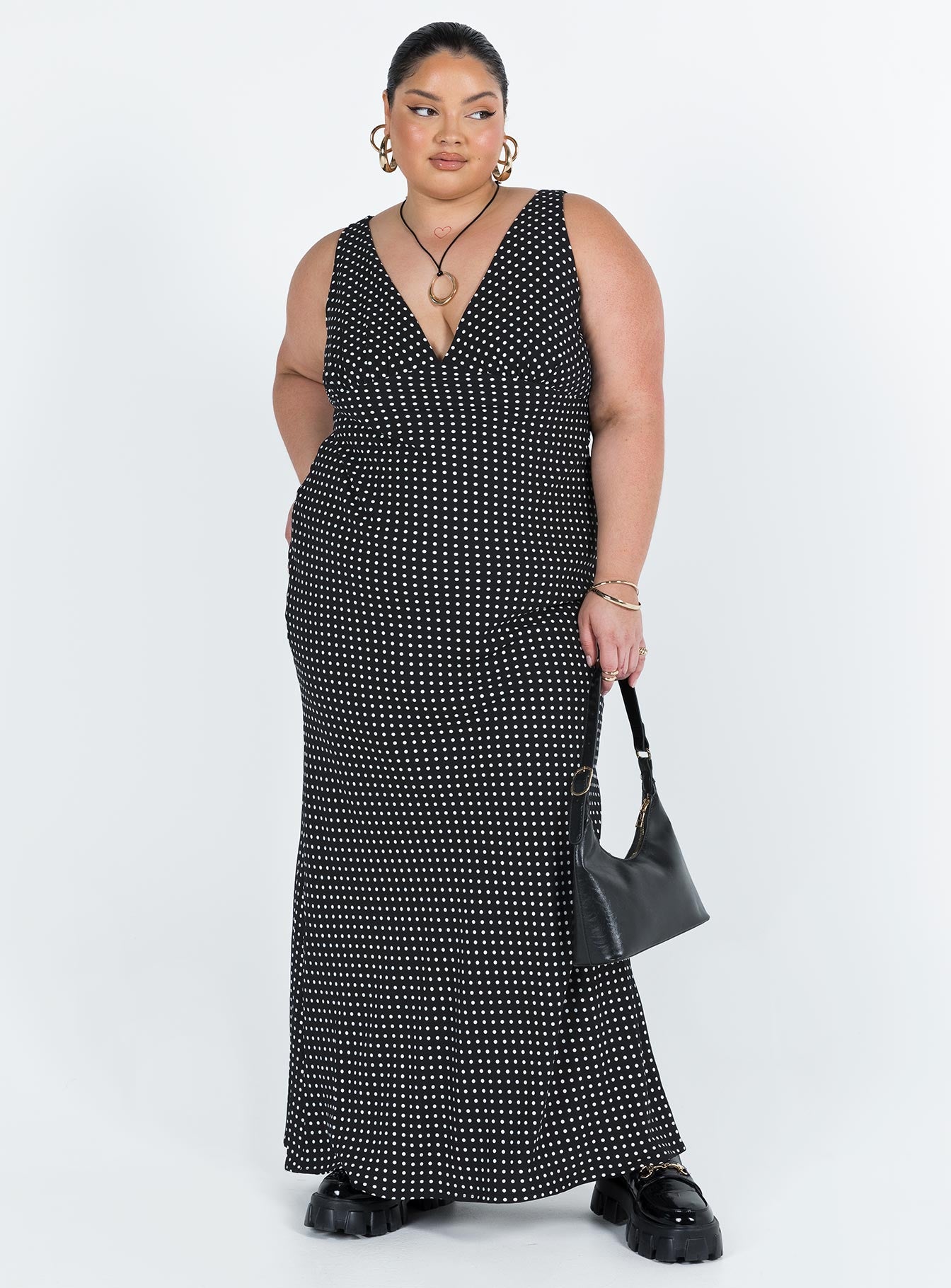 Nellie Maxi Dress Black Polka Dot Curve - Image 3