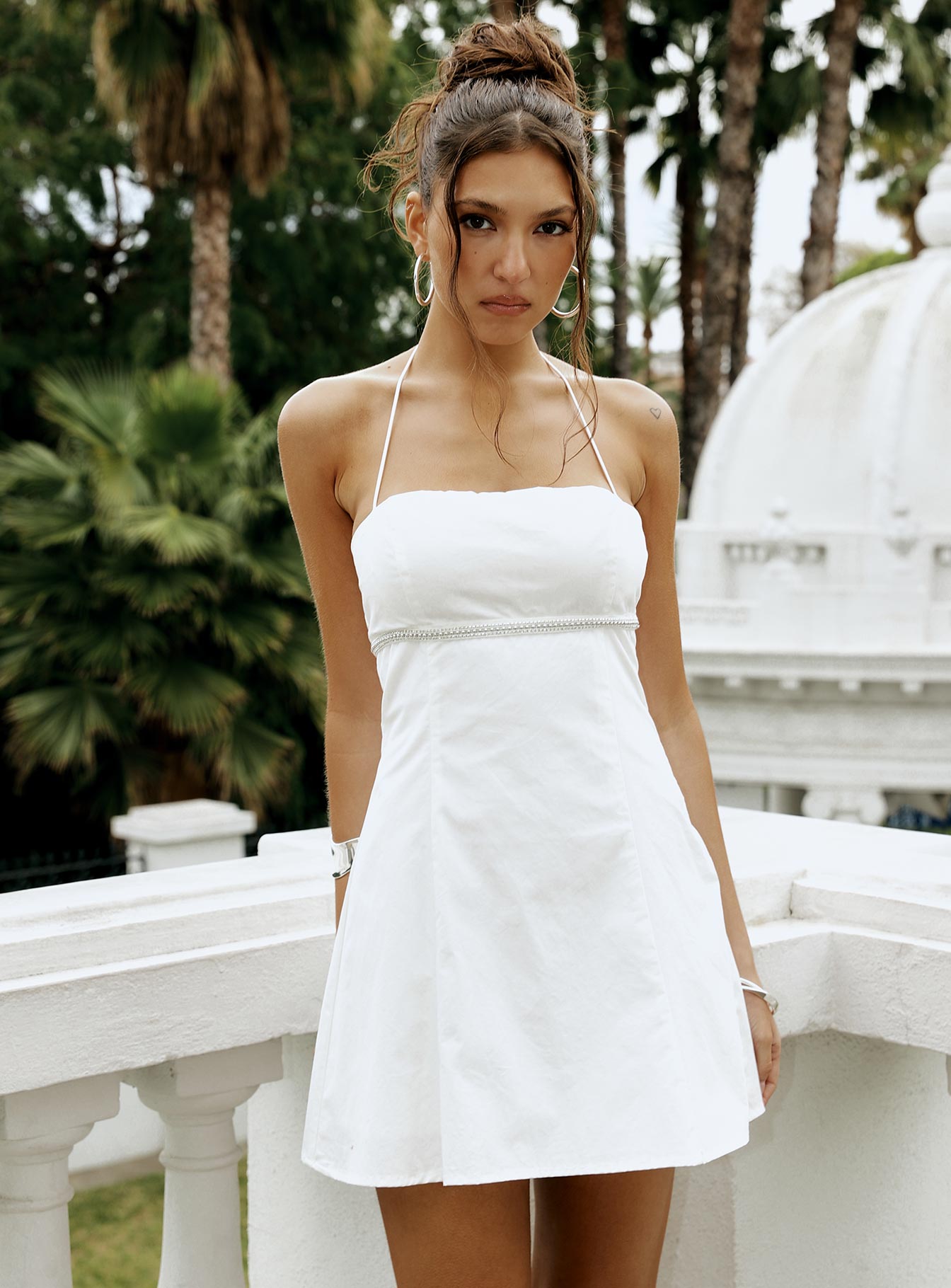 Just Promise Diamante Detail Mini Dress White - Image 2