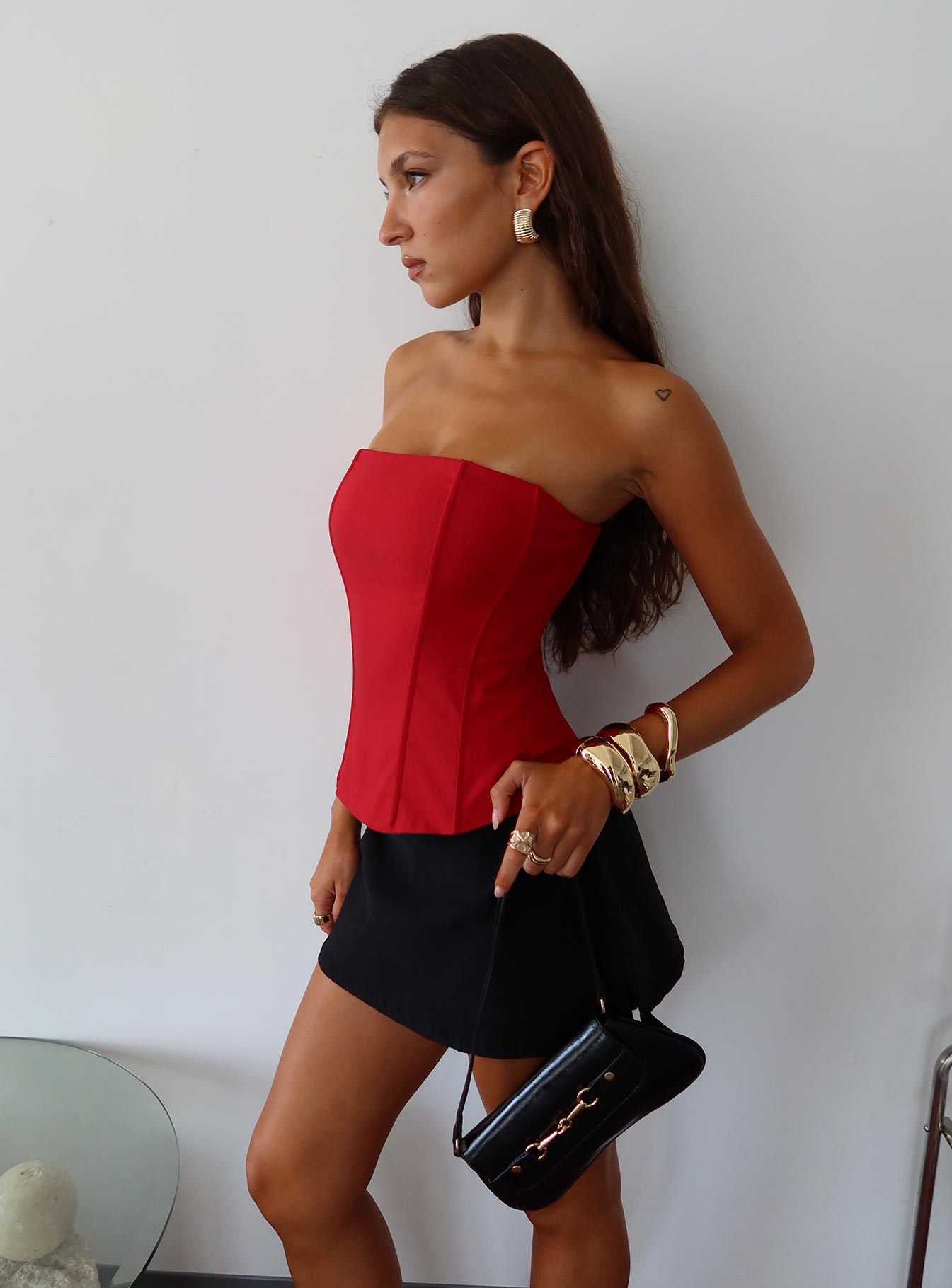 Kaetlyn Strapless Corset Top Red - Image 10