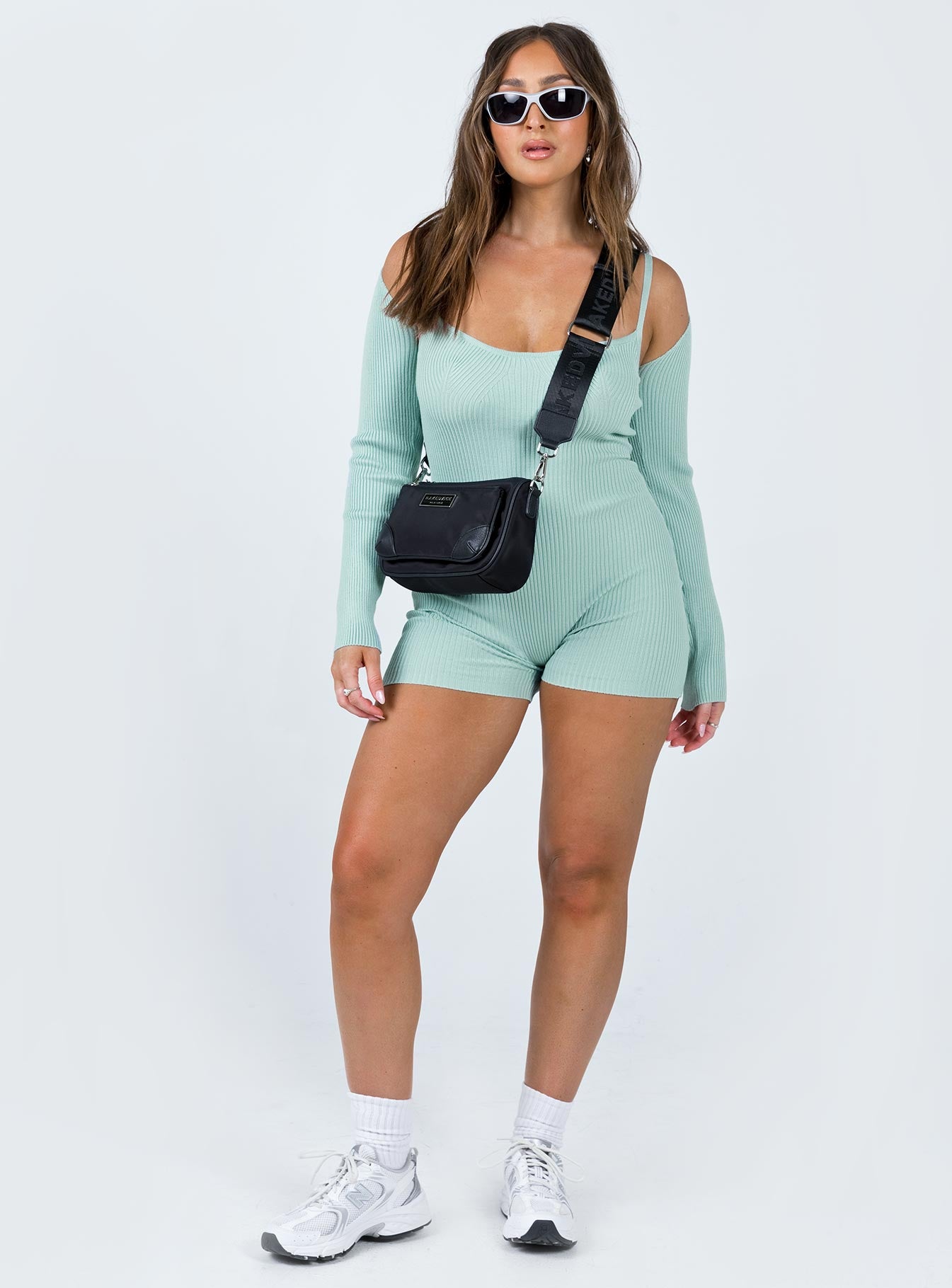 Noelene Bolero Knit Romper Blue - Image 3