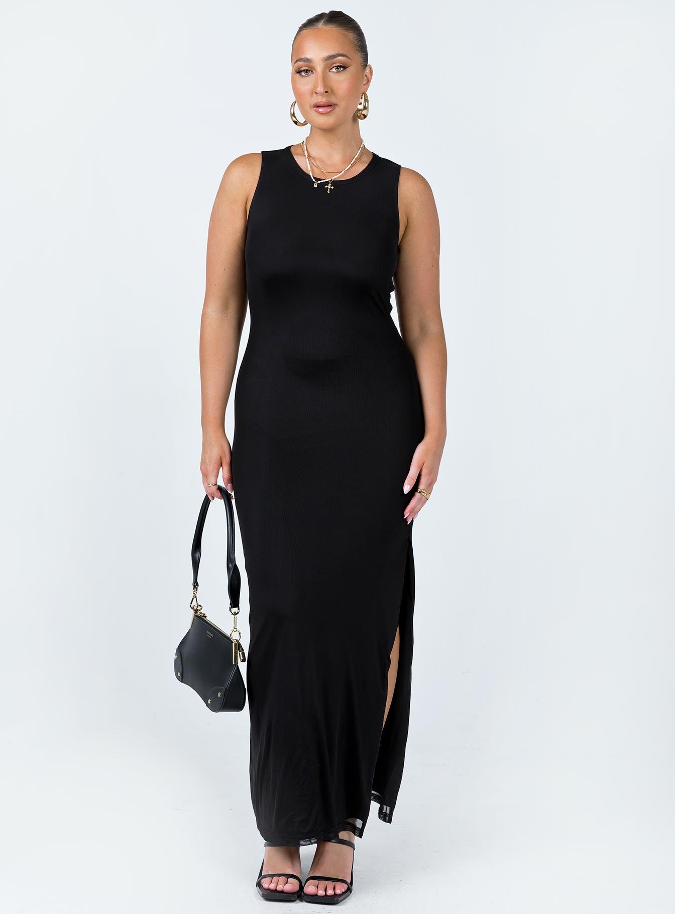 Brenly Mesh Maxi Dress Black - Image 2