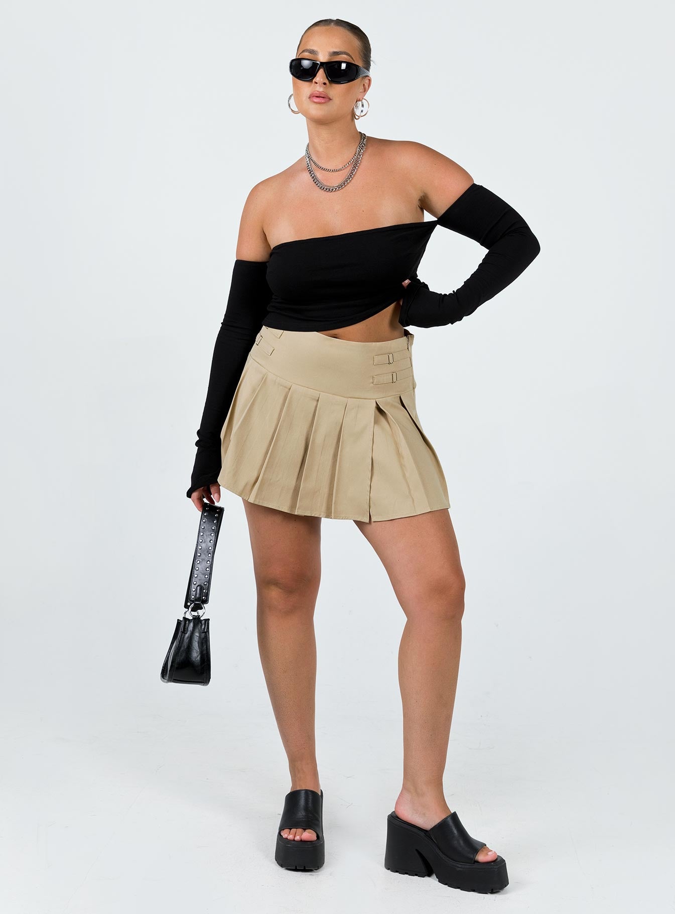 Cartwright Mini Skirt Beige - Image 7