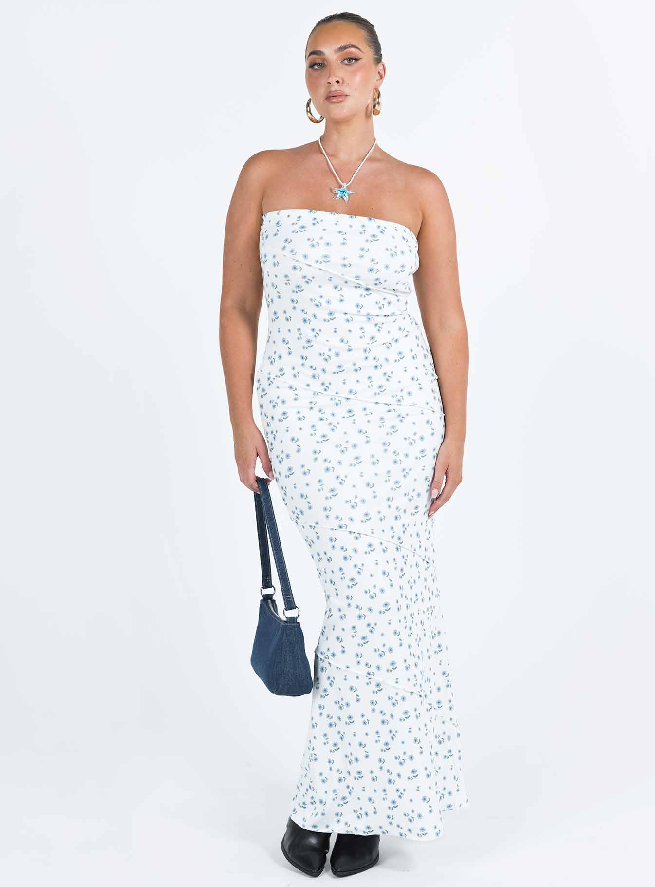 Oscar Maxi Dress Blue Floral - Image 3