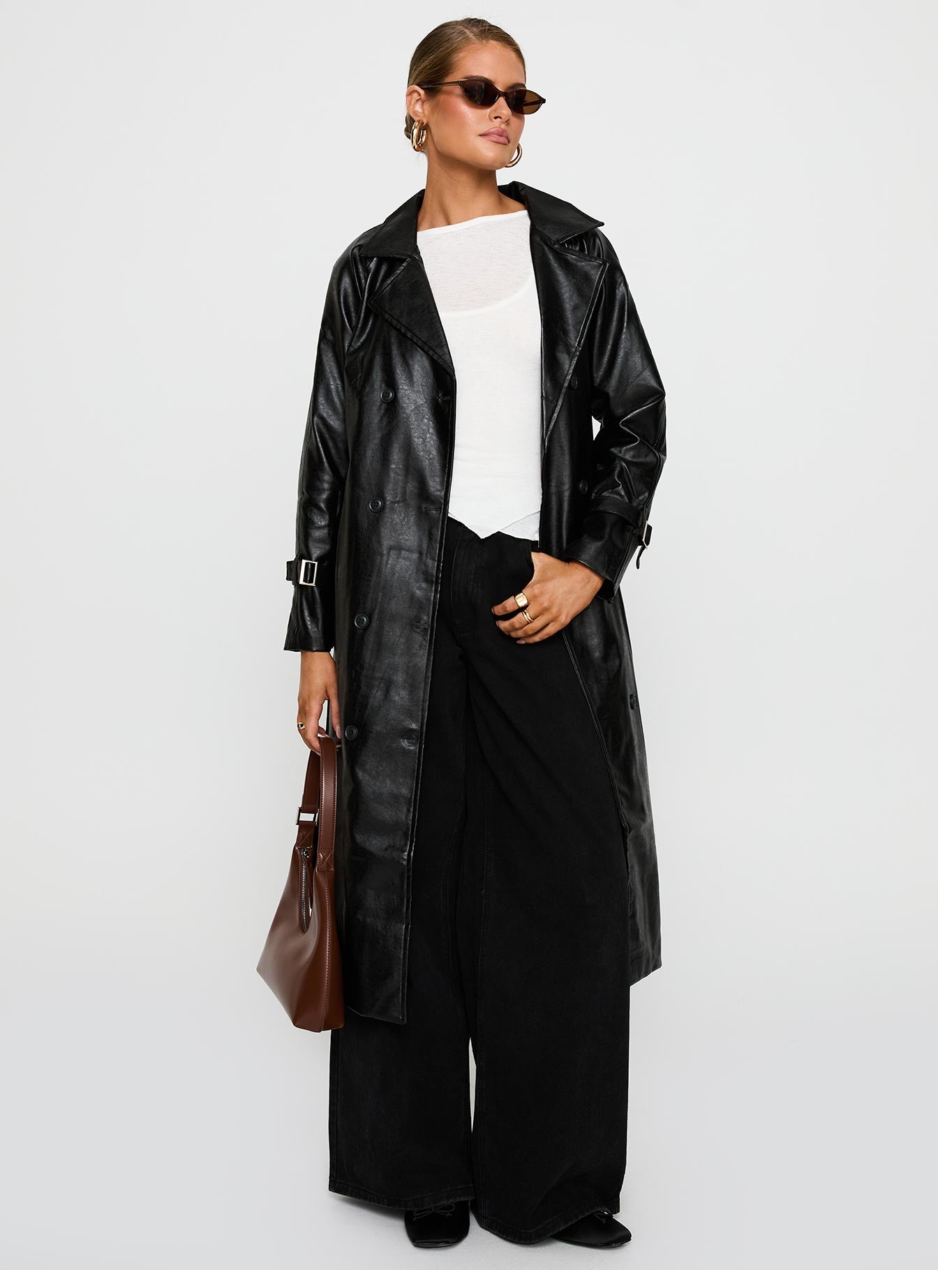Montanna Faux Leather Coat Black - Image 3