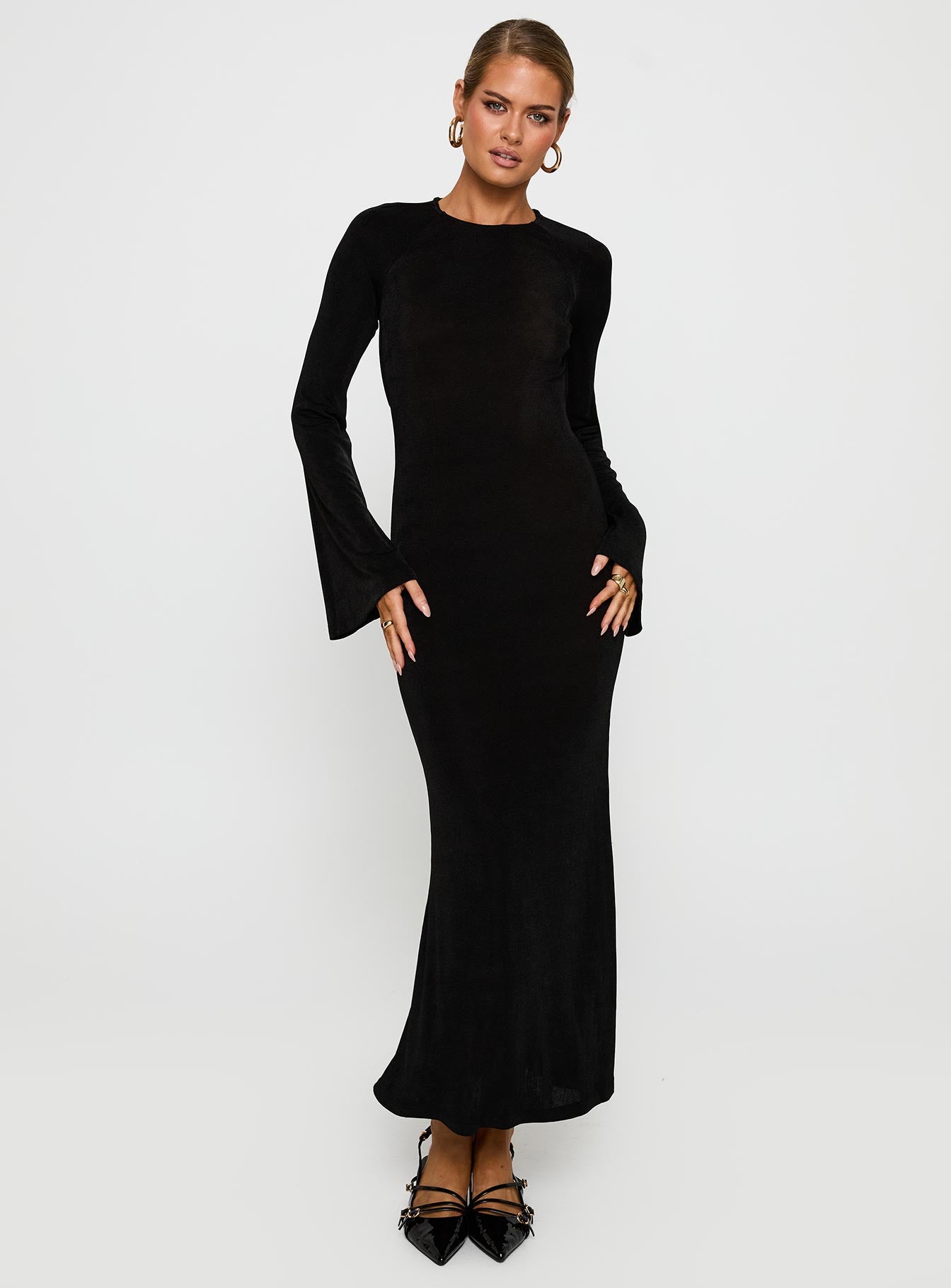 Amersham Long Sleeve Maxi Dress Black - Image 3