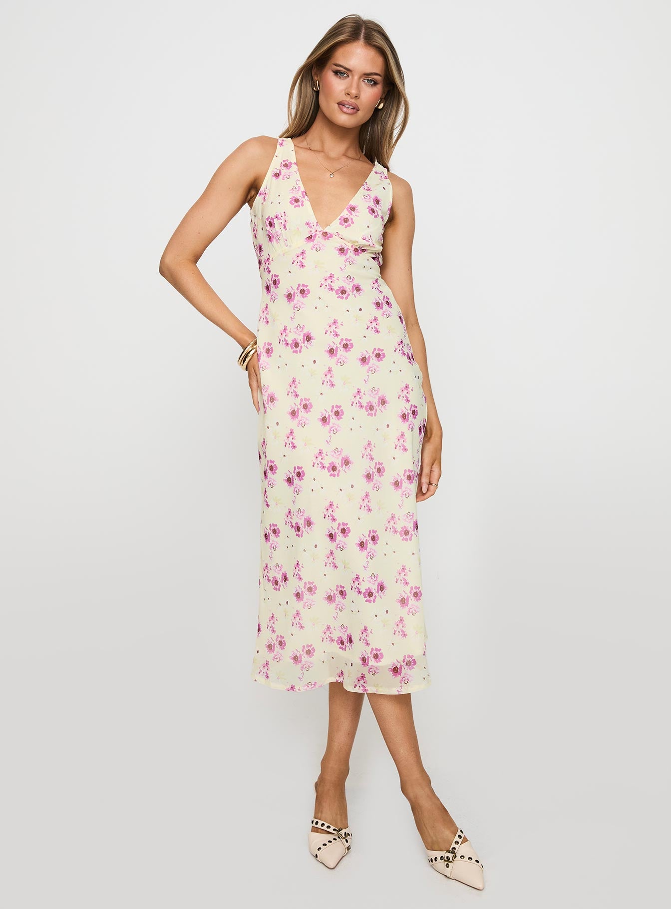 Nellie Midi Dress Yellow Floral - Image 3