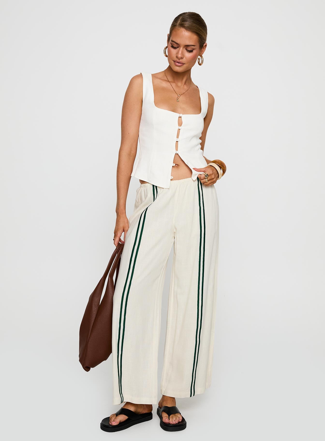 Telling Lies Pants White / Green - Image 3