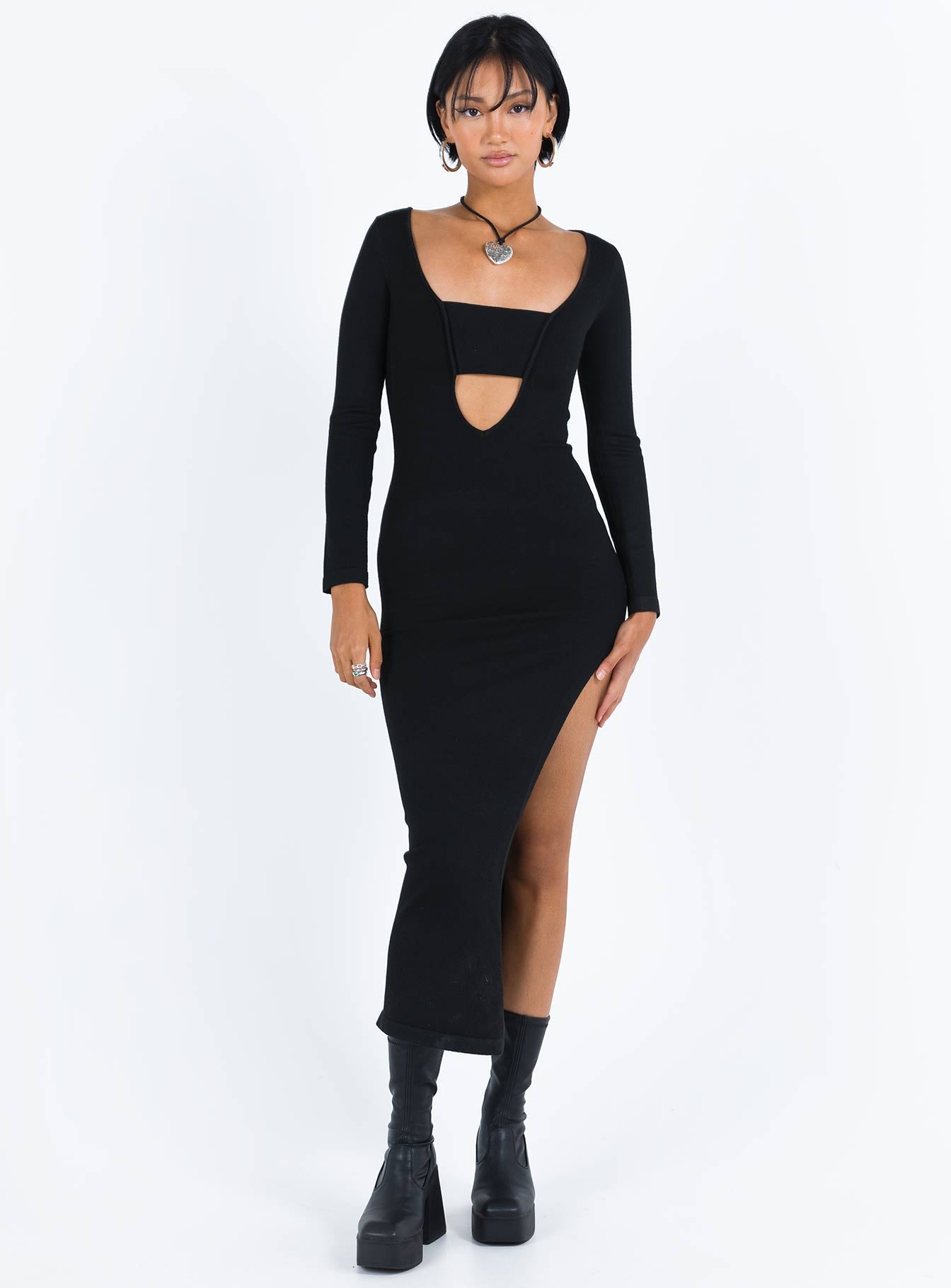 Marple Cut Out Maxi Dress Black - Image 2